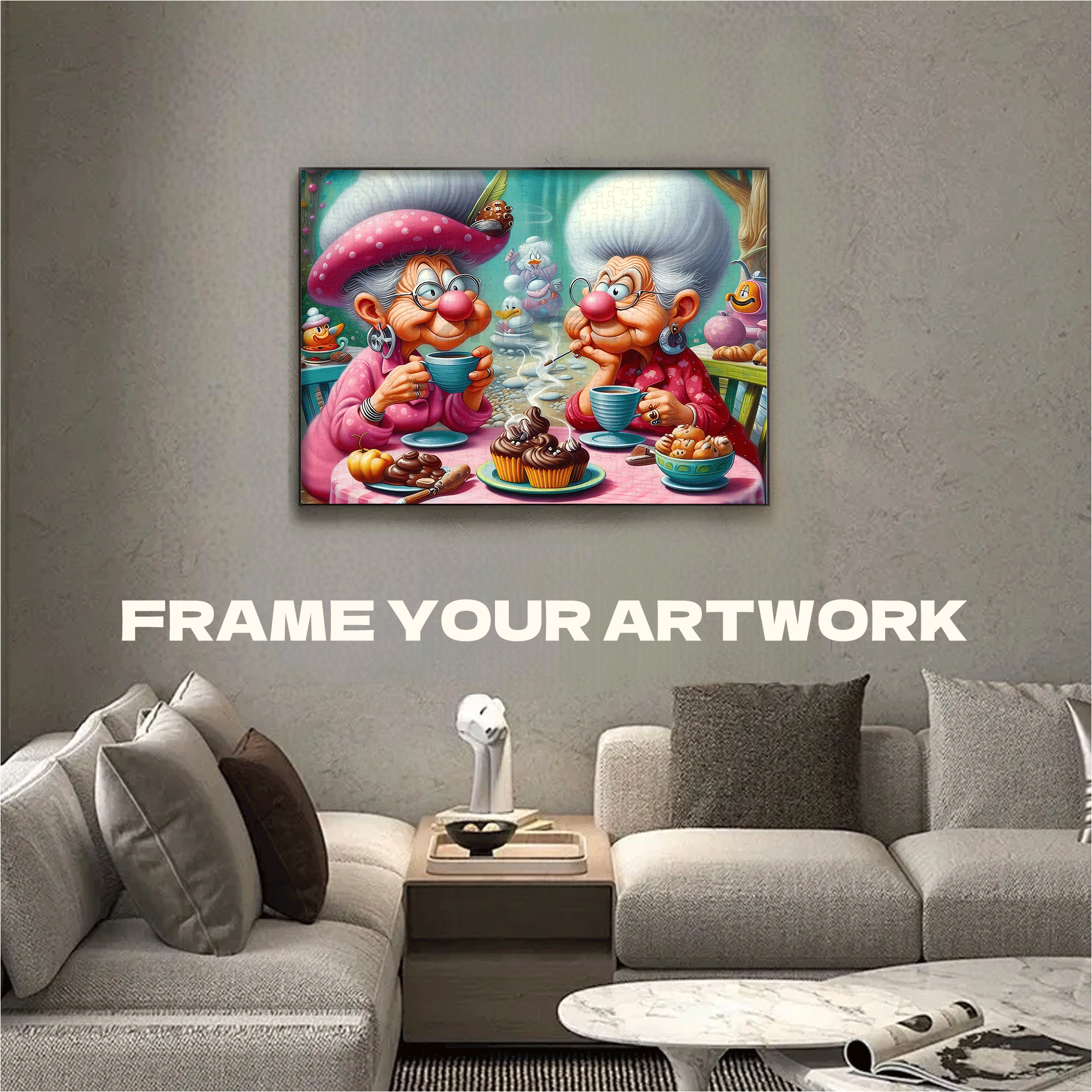 Share Afternoon Tea 500pcs/1000pcs Jigsaw Puzzle, Scratch-Resistant, Interactive Family Game & Brain-Boosting DIY Decor, Perfect for Halloween, Christmas & New Year Gifts, Family Puzzle Game