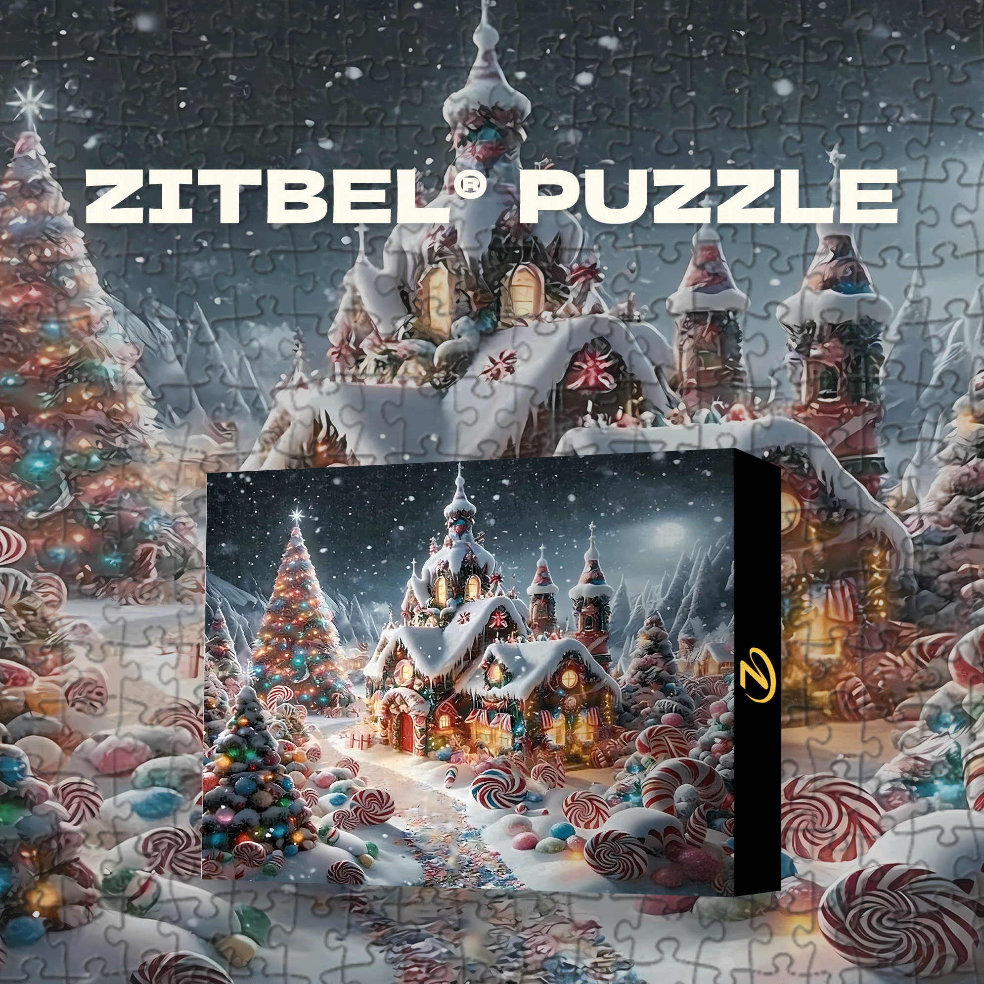 Snowy Christmas Candy Castle 500pcs/1000pcs Jigsaw Puzzle, Scratch-Resistant, Interactive Family Game & Brain-Boosting DIY Decor, Perfect for Halloween, Christmas & New Year Gifts, Family Puzzle Game