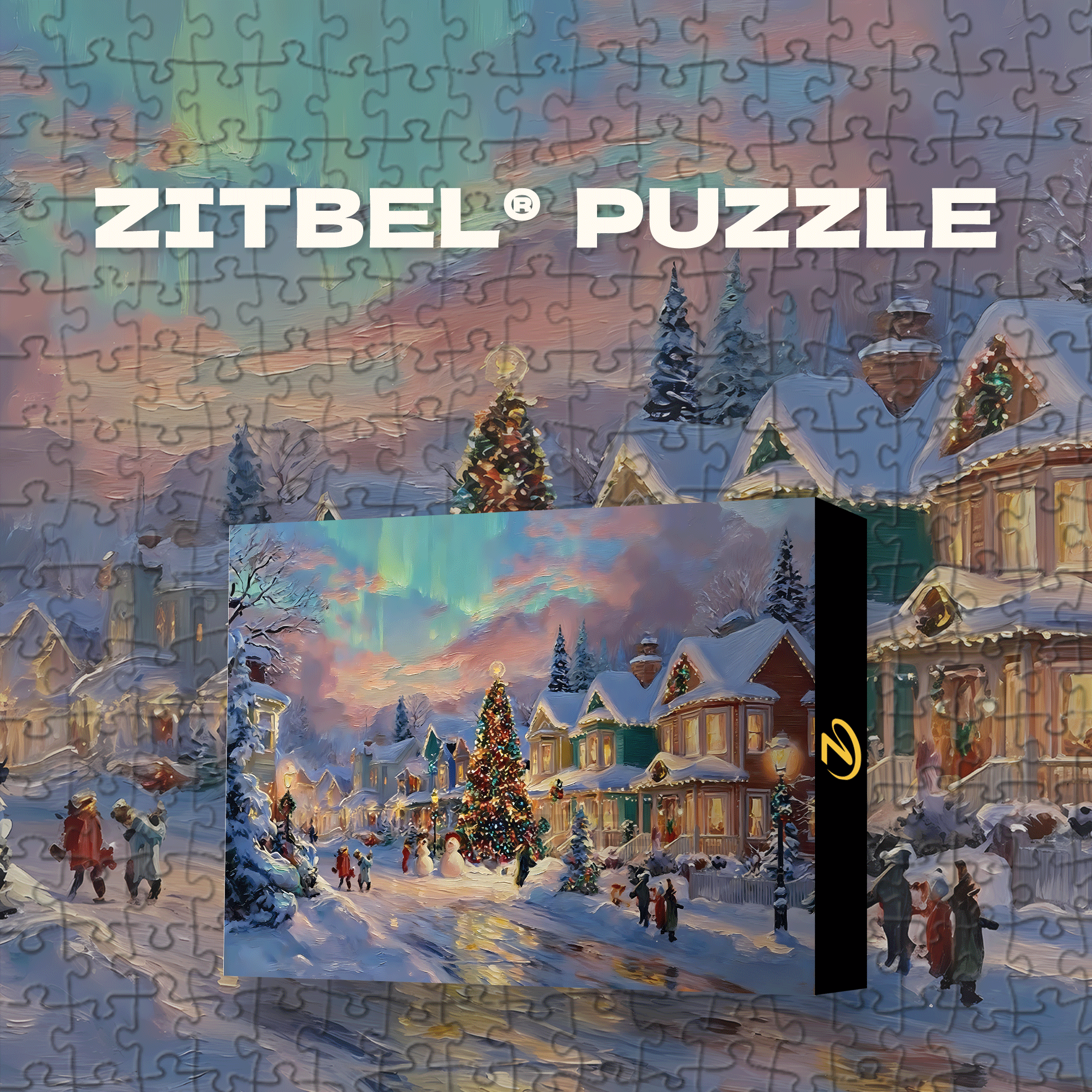 Snowy Christmas Town 500pcs/1000pcs Jigsaw Puzzle, Scratch-Resistant, Interactive Family Game & Brain-Boosting DIY Decor, Perfect for Halloween, Christmas & New Year Gifts, Family Puzzle Game