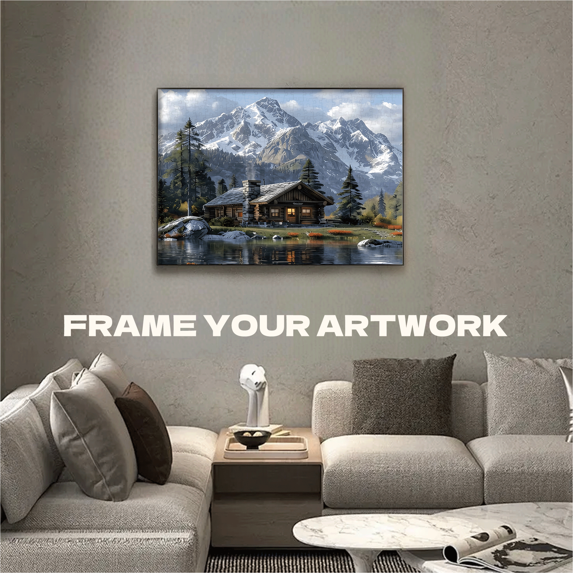 Snowy Mountain Cabin 500pcs/1000pcs Jigsaw Puzzle, Scratch-Resistant, Interactive Family Game & Brain-Boosting DIY Decor, Perfect for Halloween, Christmas & New Year Gifts, Family Puzzle Game