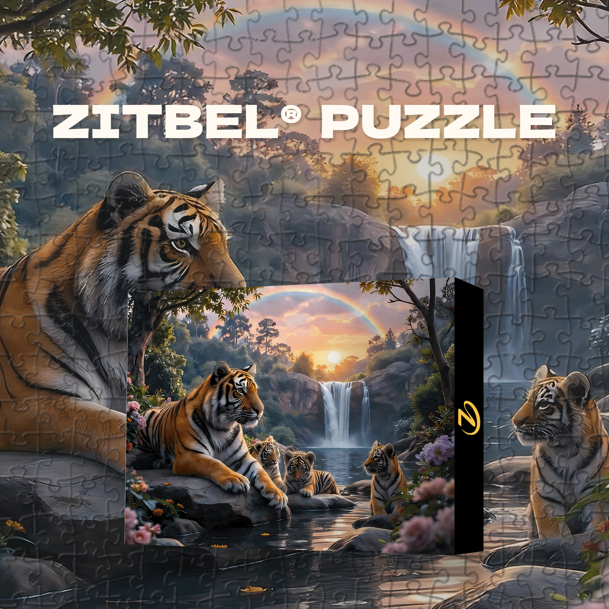 Tiger Paradise 500pcs/1000pcs Jigsaw Puzzle, Scratch-Resistant, Interactive Family Game & Brain-Boosting DIY Decor, Perfect for Halloween, Christmas & New Year Gifts, Family Puzzle Game