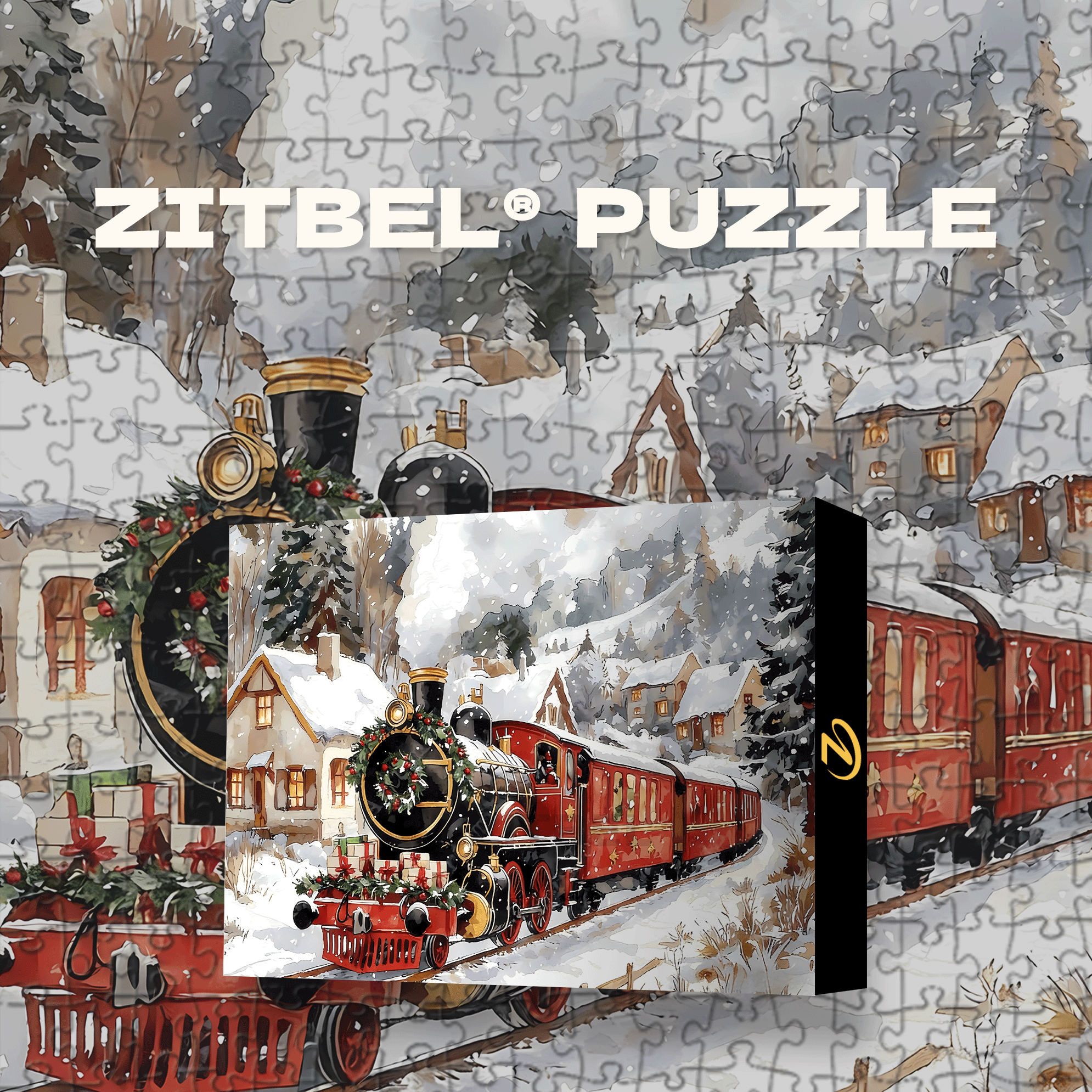 Vintage Christmas Train Vintage Locomotive 500pcs/1000pcs Jigsaw Puzzle, Scratch-Resistant, Interactive Family Game & Brain-Boosting DIY Decor, Perfect for Halloween, Christmas & New Year Gifts, Family Puzzle Game