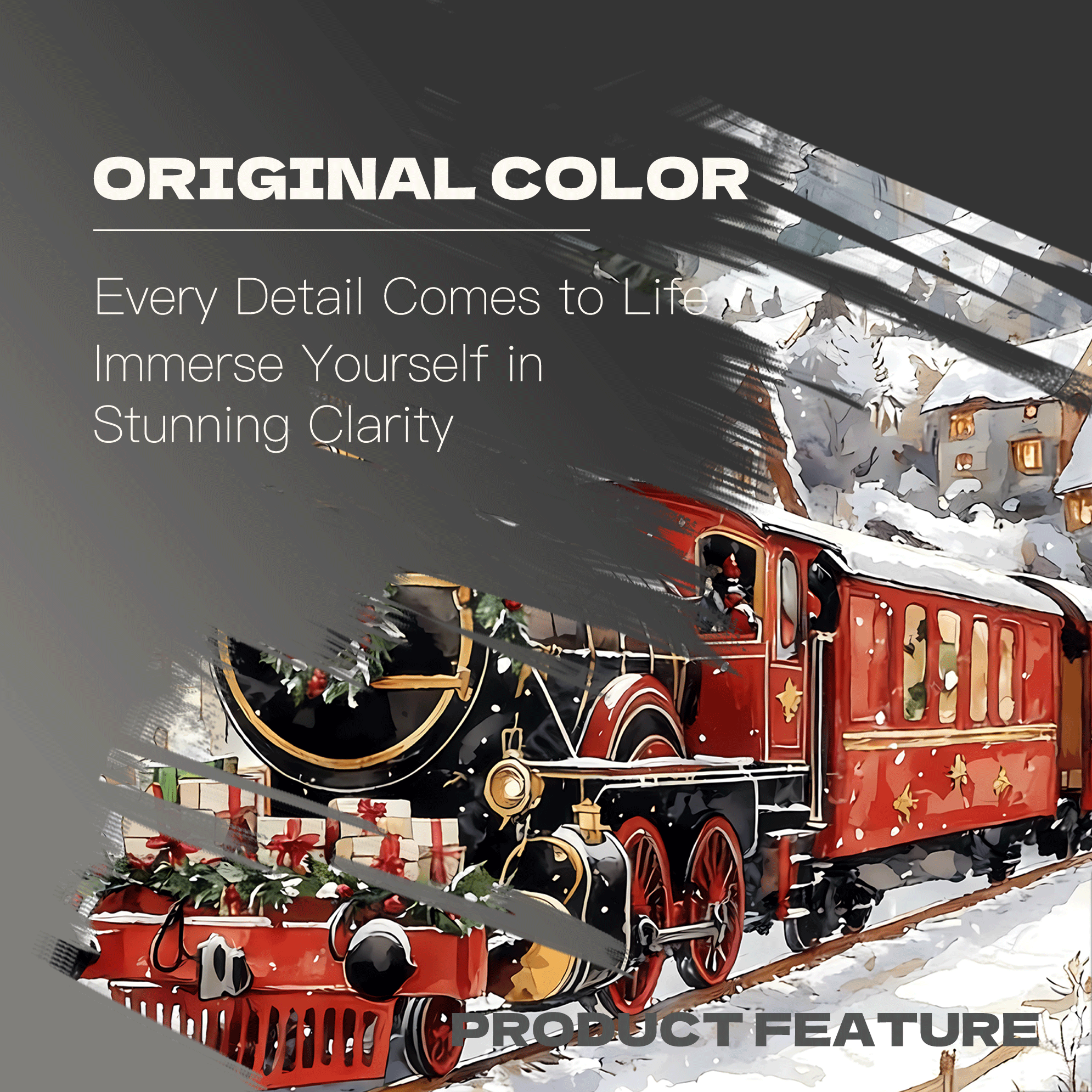 Vintage Christmas Train Vintage Locomotive 500pcs/1000pcs Jigsaw Puzzle, Scratch-Resistant, Interactive Family Game & Brain-Boosting DIY Decor, Perfect for Halloween, Christmas & New Year Gifts, Family Puzzle Game