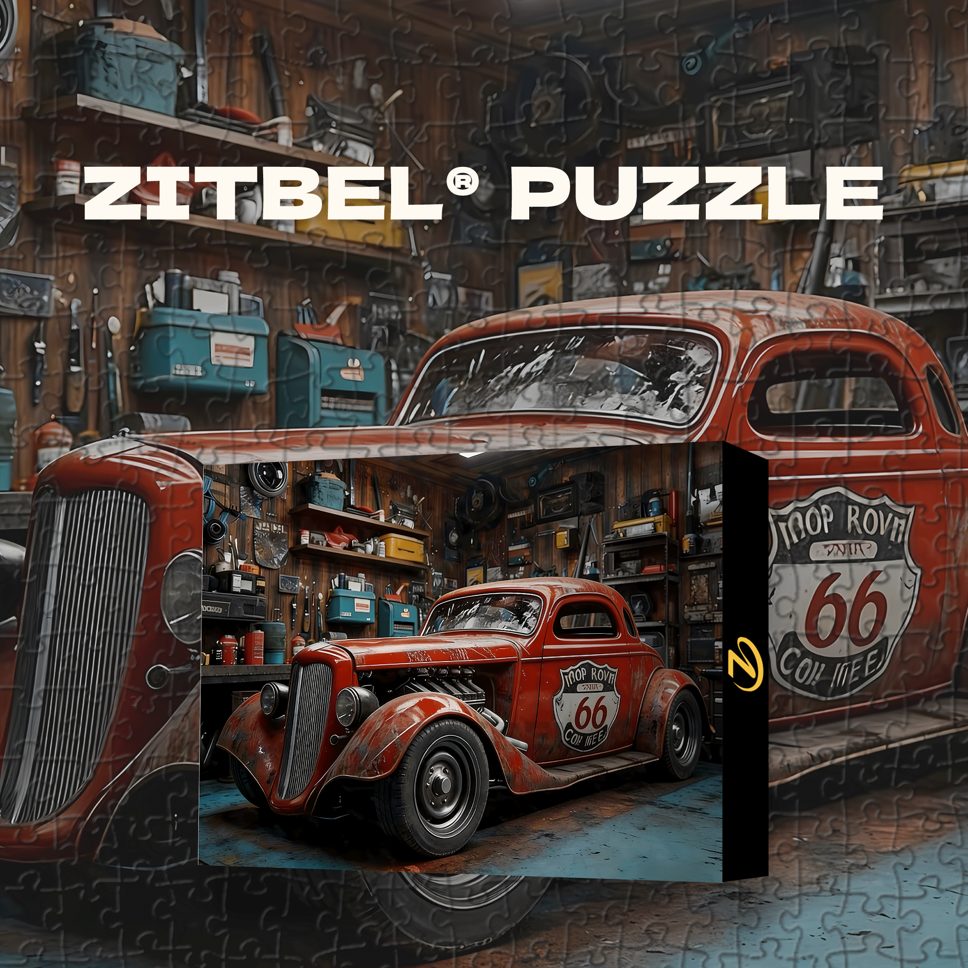 Vintage Garage 500pcs/1000pcs Jigsaw Puzzle, Scratch-Resistant, Interactive Family Game & Brain-Boosting DIY Decor, Perfect for Halloween, Christmas & New Year Gifts, Family Puzzle Game