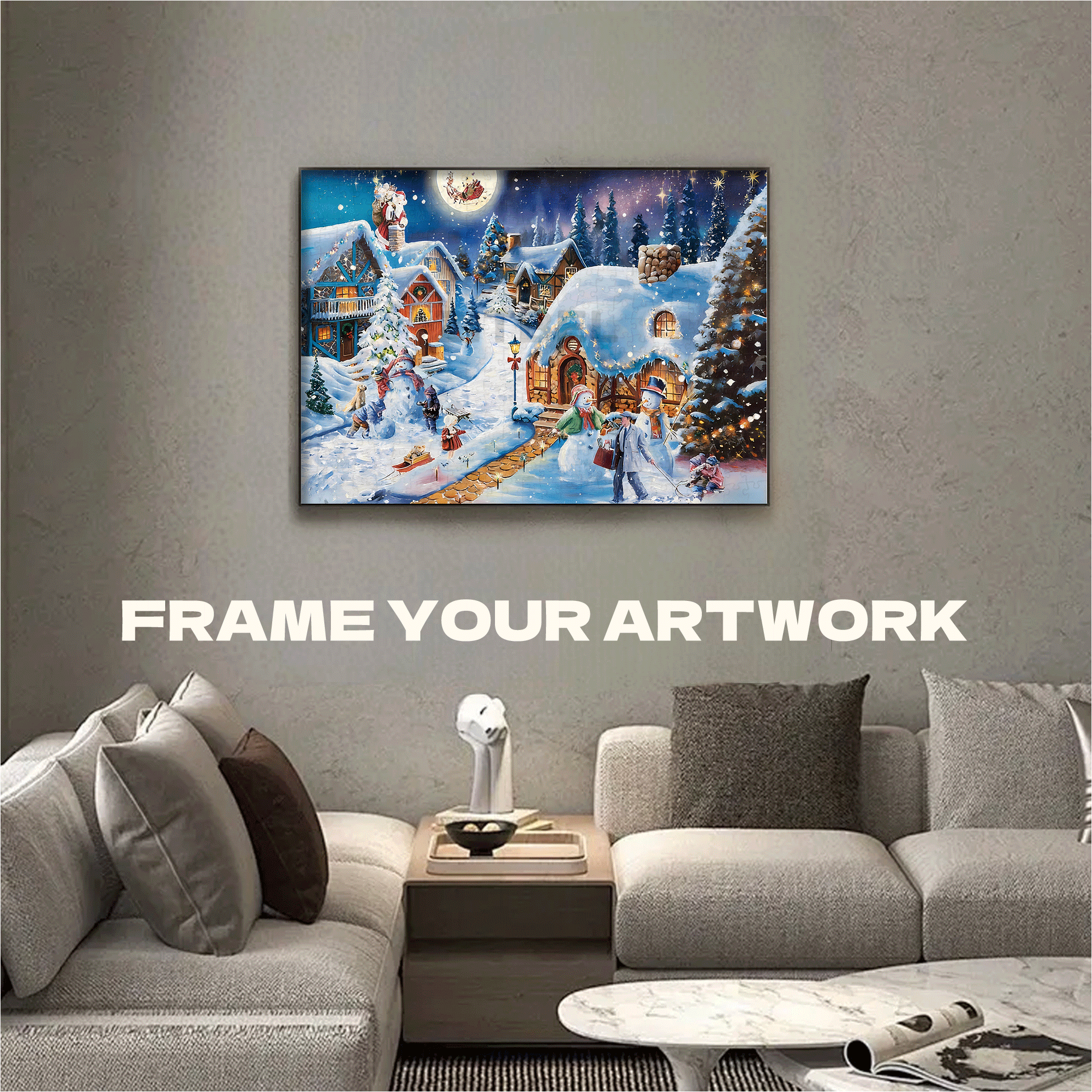 Warm Christmas Eve 500pcs/1000pcs Jigsaw Puzzle, Scratch-Resistant, Interactive Family Game & Brain-Boosting DIY Decor, Perfect for Halloween, Christmas & New Year Gifts, Family Puzzle Game