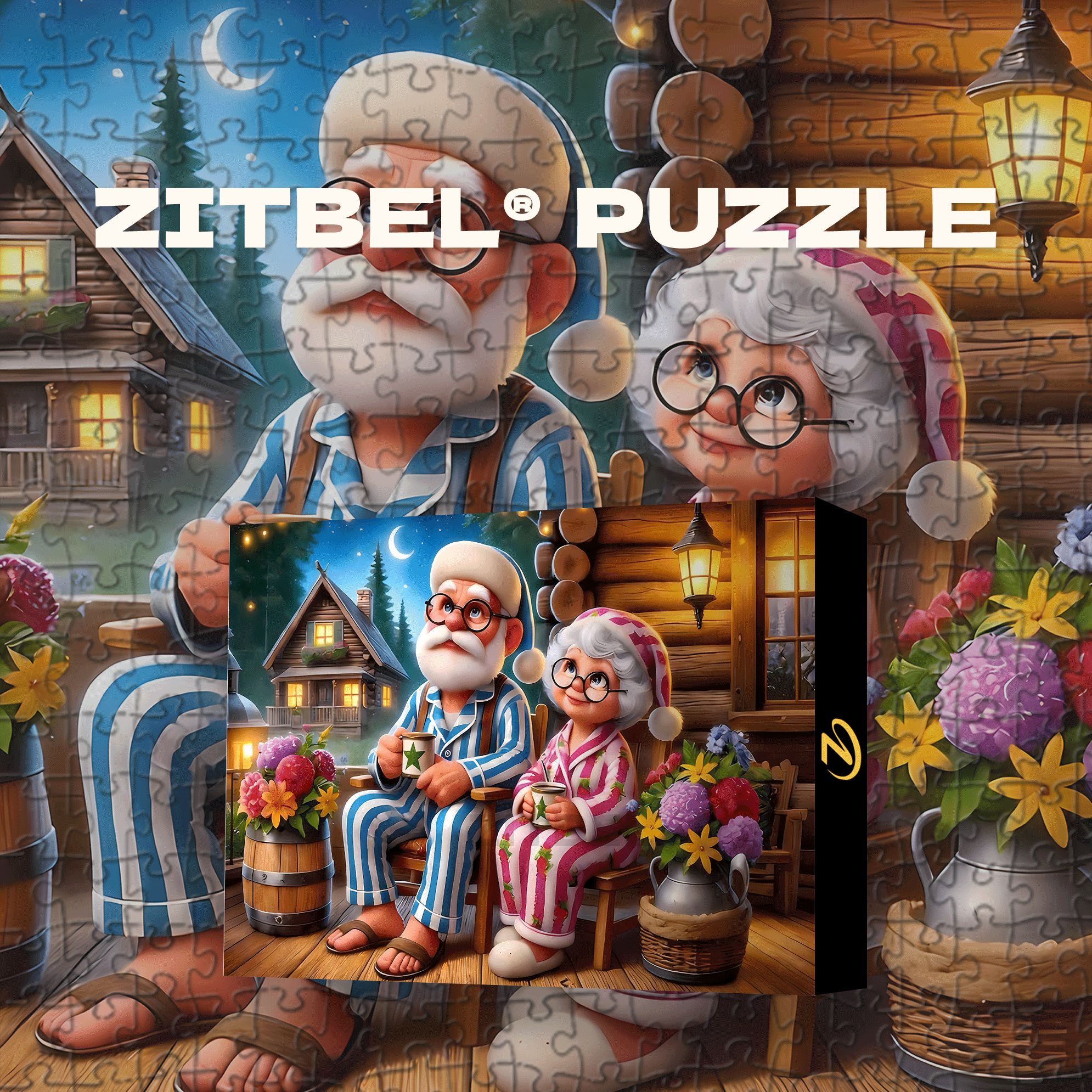 Warm Tea Under The Moonlight 500pcs/1000pcs Jigsaw Puzzle, Scratch-Resistant, Interactive Family Game & Brain-Boosting DIY Decor, Perfect for Halloween, Christmas & New Year Gifts, Family Puzzle Game