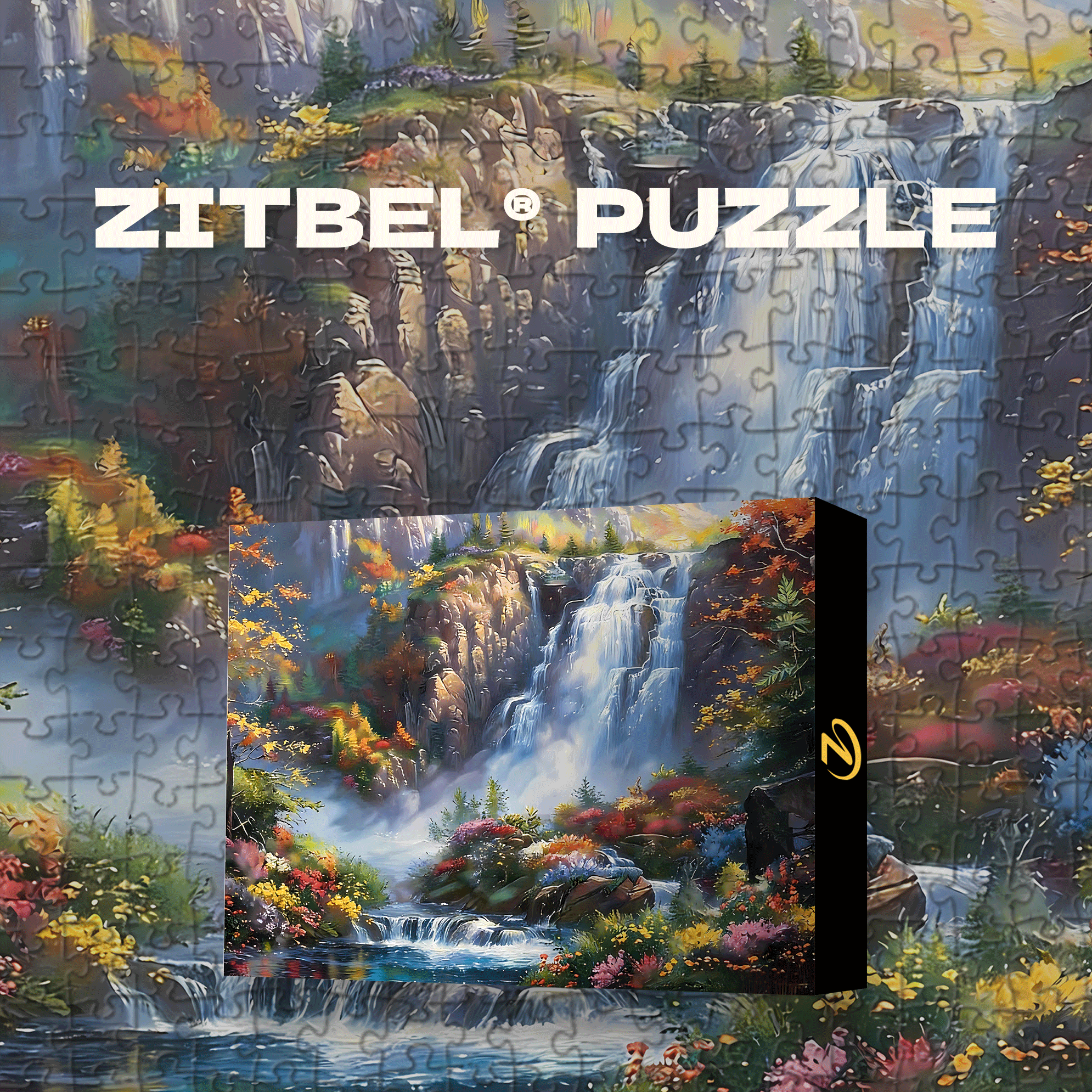 Waterfall and Floral 500pcs/1000pcs Jigsaw Puzzle, Scratch-Resistant, Interactive Family Game & Brain-Boosting DIY Decor, Perfect for Halloween, Christmas & New Year Gifts, Family Puzzle Game