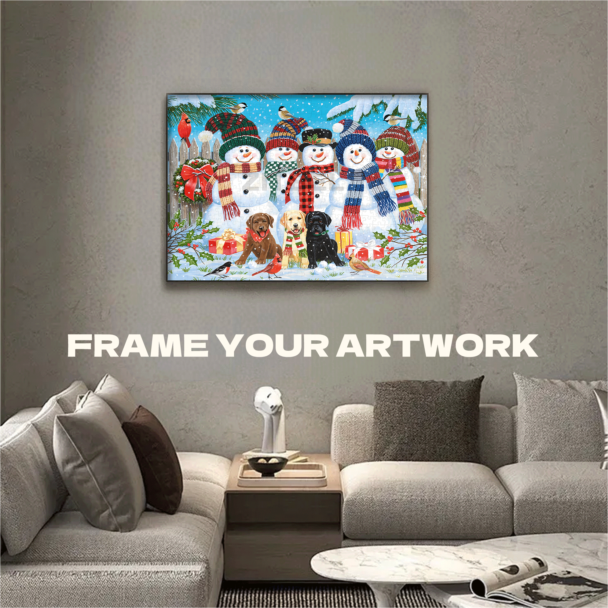 Wonder Forge Frosty Friends 500pcs/1000pcs Jigsaw Puzzle, Scratch-Resistant, Interactive Family Game & Brain-Boosting DIY Decor, Perfect for Halloween, Christmas & New Year Gifts, Family Puzzle Game
