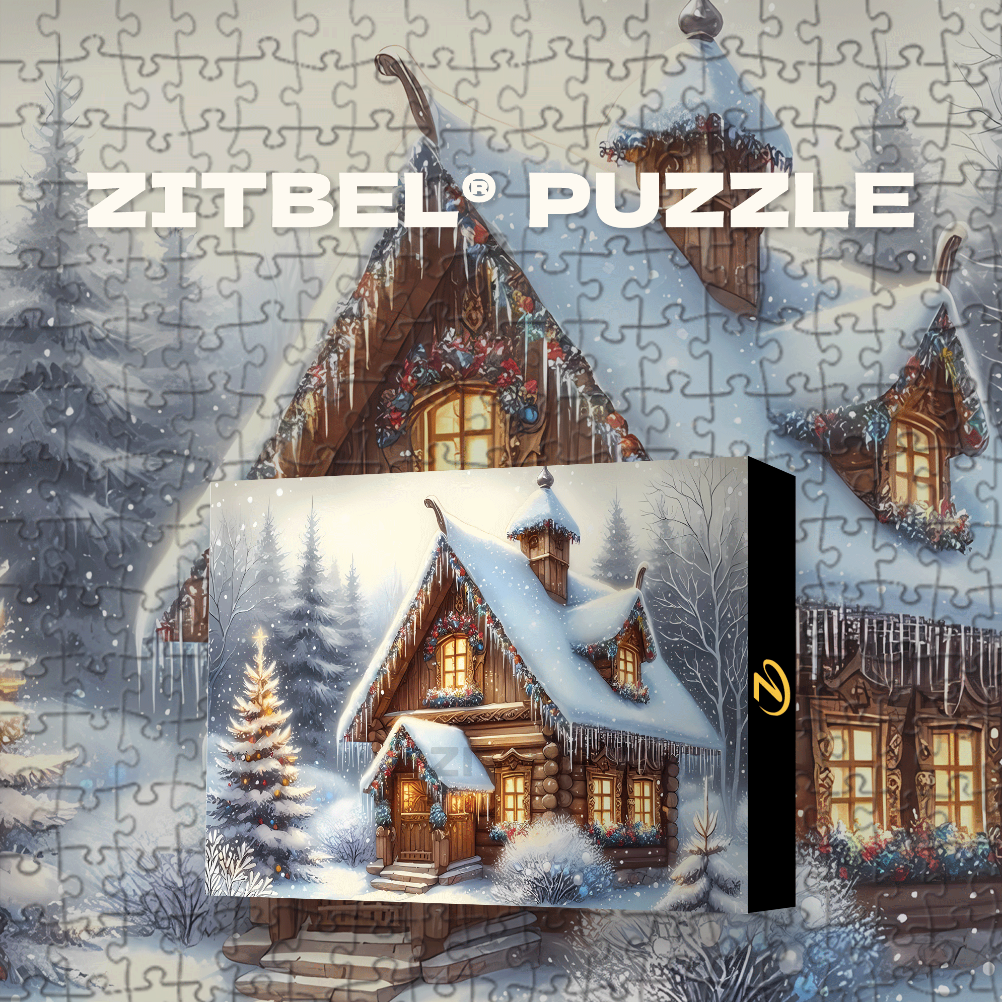 Wooden Cabin In The Forest Snow 500pcs/1000pcs Jigsaw Puzzle, Scratch-Resistant, Interactive Family Game & Brain-Boosting DIY Decor, Perfect for Halloween, Christmas & New Year Gifts, Family Puzzle Game