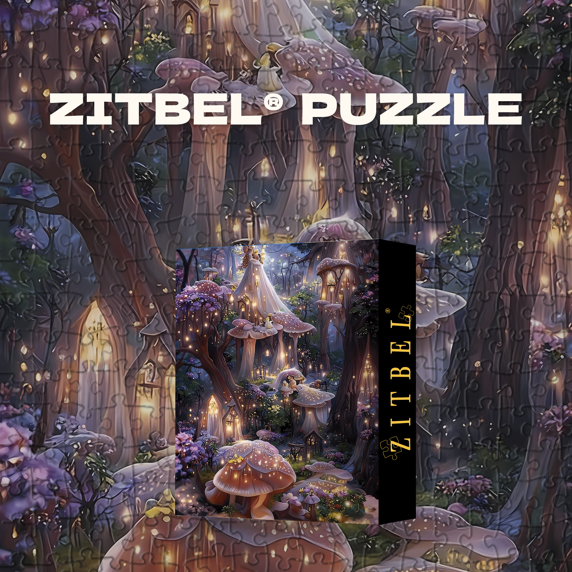A Forest Pink Glowing Mushroom House 500pcs/1000pcs Jigsaw Puzzle, Scratch-Resistant, Interactive Family Game & Brain-Boosting DIY Decor, Perfect for Halloween, Christmas & New Year Gifts, Family Puzzle Game