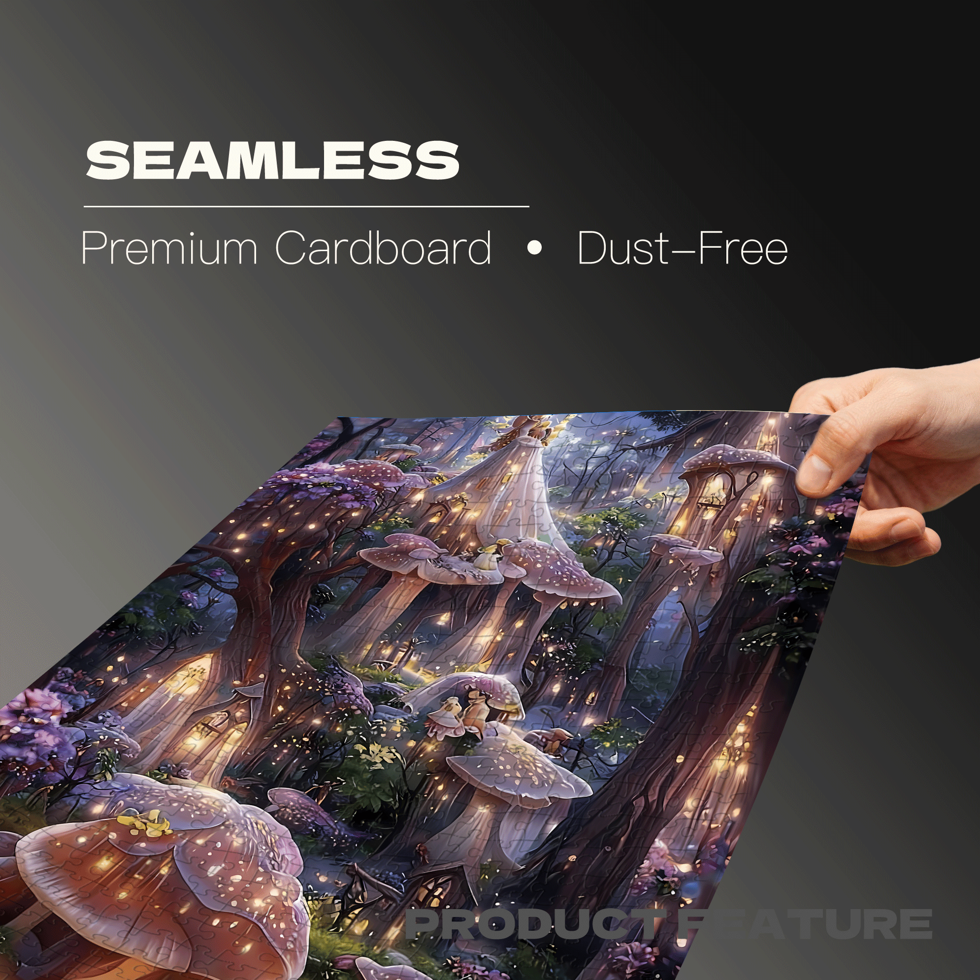 A Forest Pink Glowing Mushroom House 500pcs/1000pcs Jigsaw Puzzle, Scratch-Resistant, Interactive Family Game & Brain-Boosting DIY Decor, Perfect for Halloween, Christmas & New Year Gifts, Family Puzzle Game