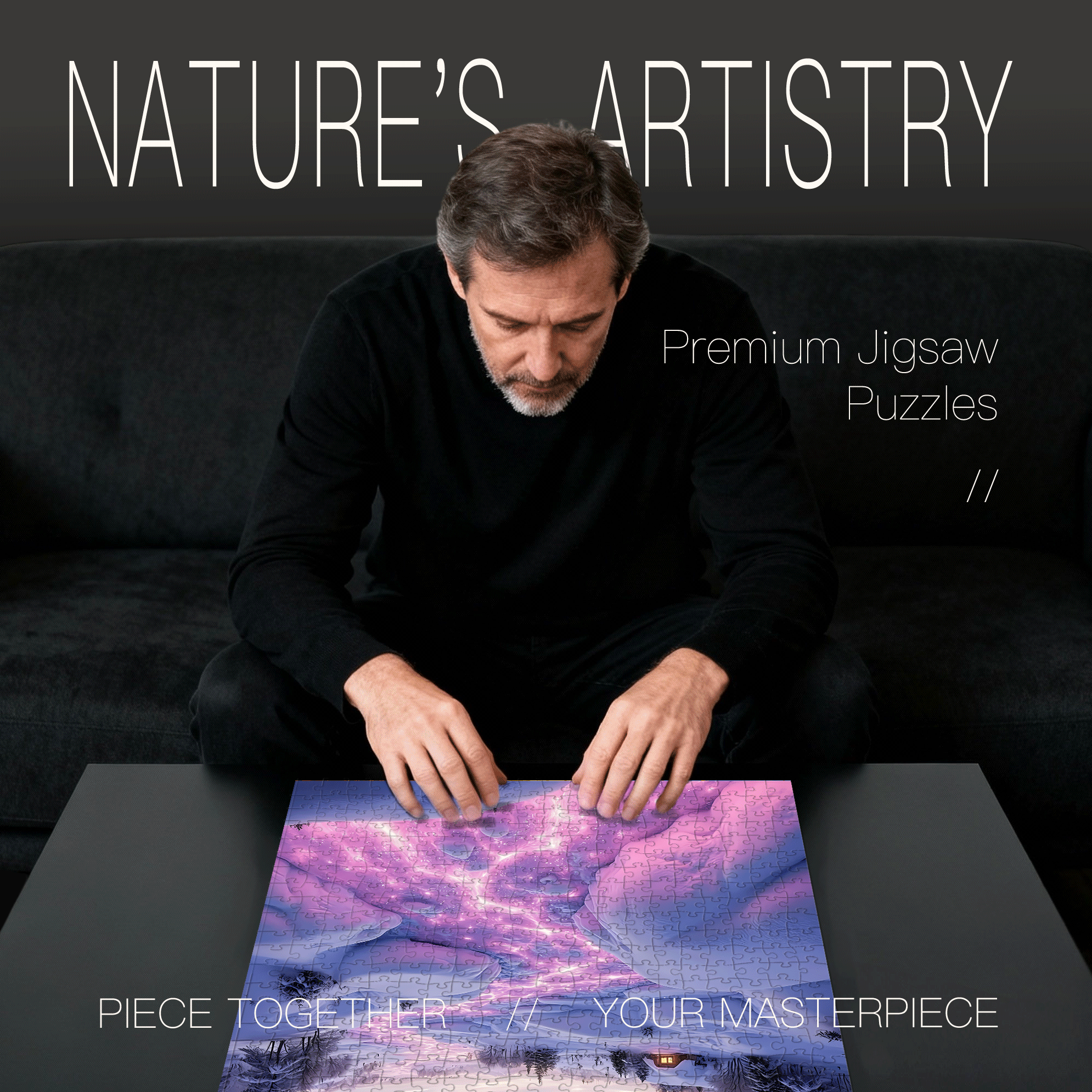 An Aurora Snowscape River 500pcs/1000pcs Jigsaw Puzzle, Scratch-Resistant, Interactive Family Game & Brain-Boosting DIY Decor, Perfect for Halloween, Christmas & New Year Gifts, Family Puzzle Game