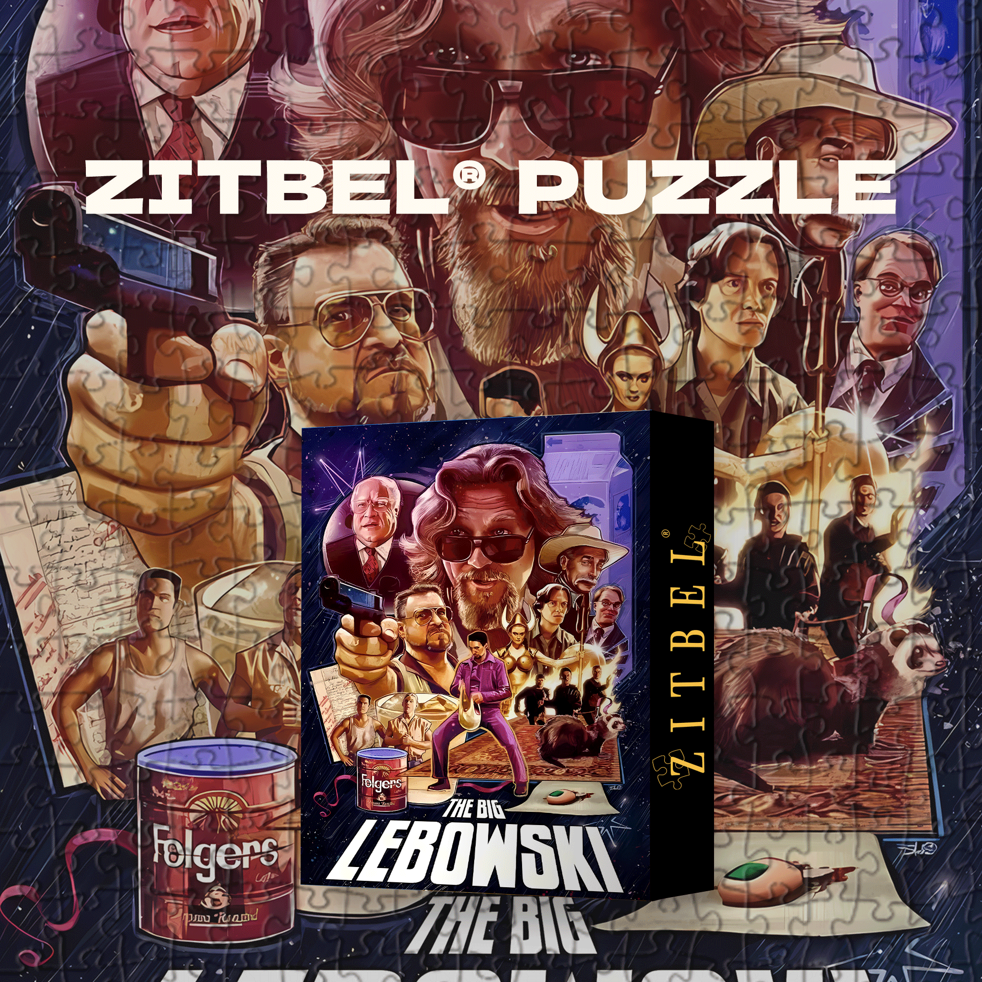 Lebowski 500pcs/1000pcs Jigsaw Puzzle, Scratch-Resistant, Interactive Family Game & Brain-Boosting DIY Decor, Perfect for Halloween, Christmas & New Year Gifts, Family Puzzle Game