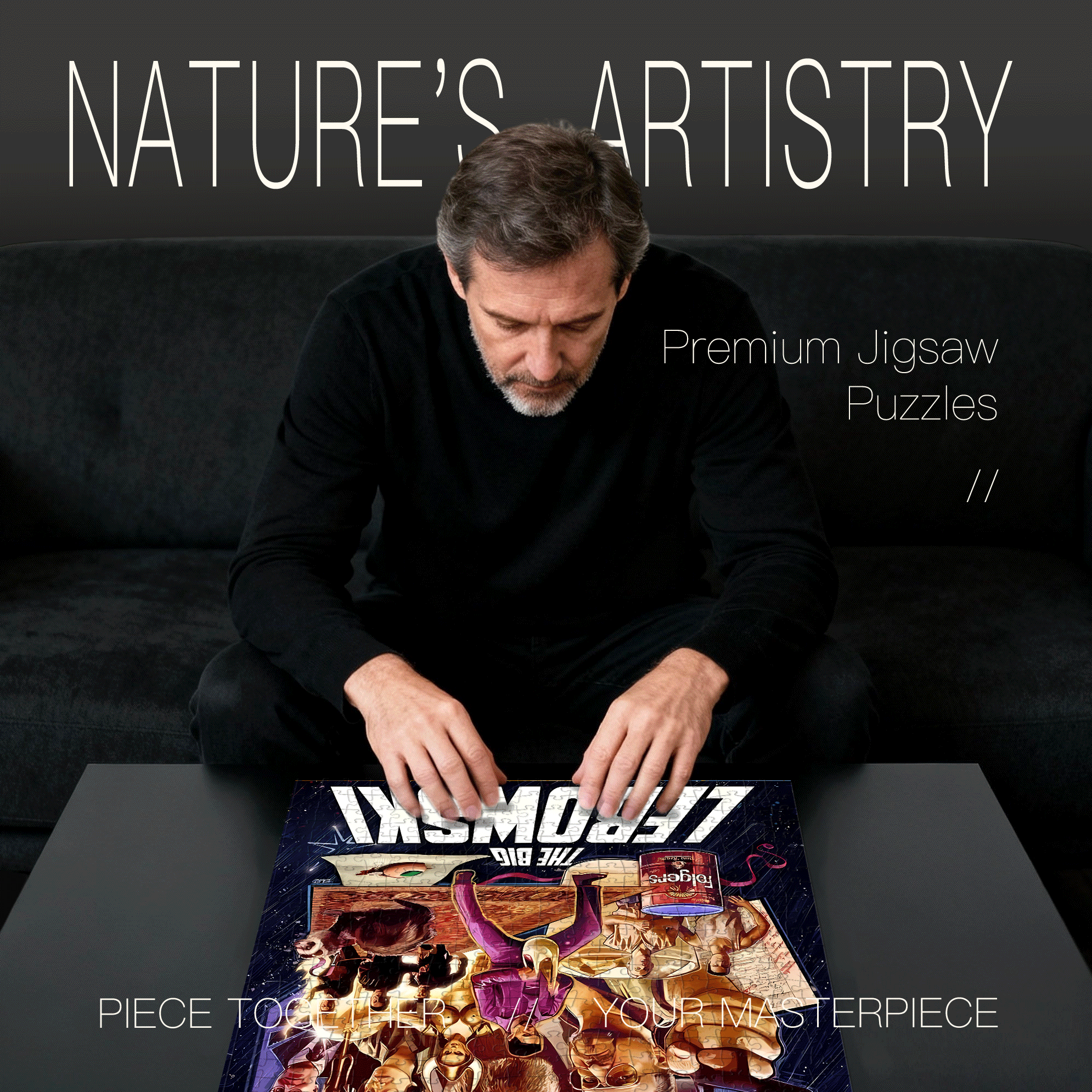 Lebowski 500pcs/1000pcs Jigsaw Puzzle, Scratch-Resistant, Interactive Family Game & Brain-Boosting DIY Decor, Perfect for Halloween, Christmas & New Year Gifts, Family Puzzle Game