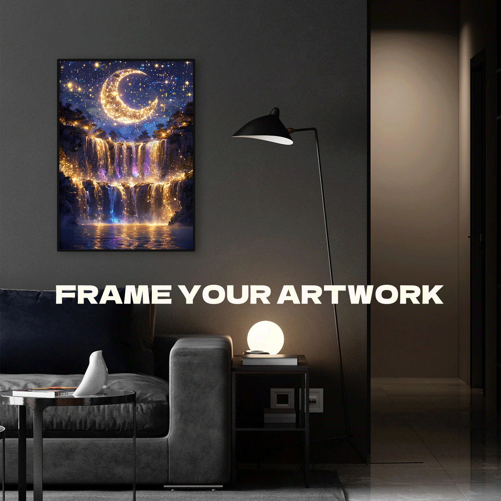 Moonlight Waterfall Diamond 500pcs/1000pcs Jigsaw Puzzle, Scratch-Resistant, Interactive Family Game & Brain-Boosting DIY Decor, Perfect for Halloween, Christmas & New Year Gifts, Family Puzzle Game