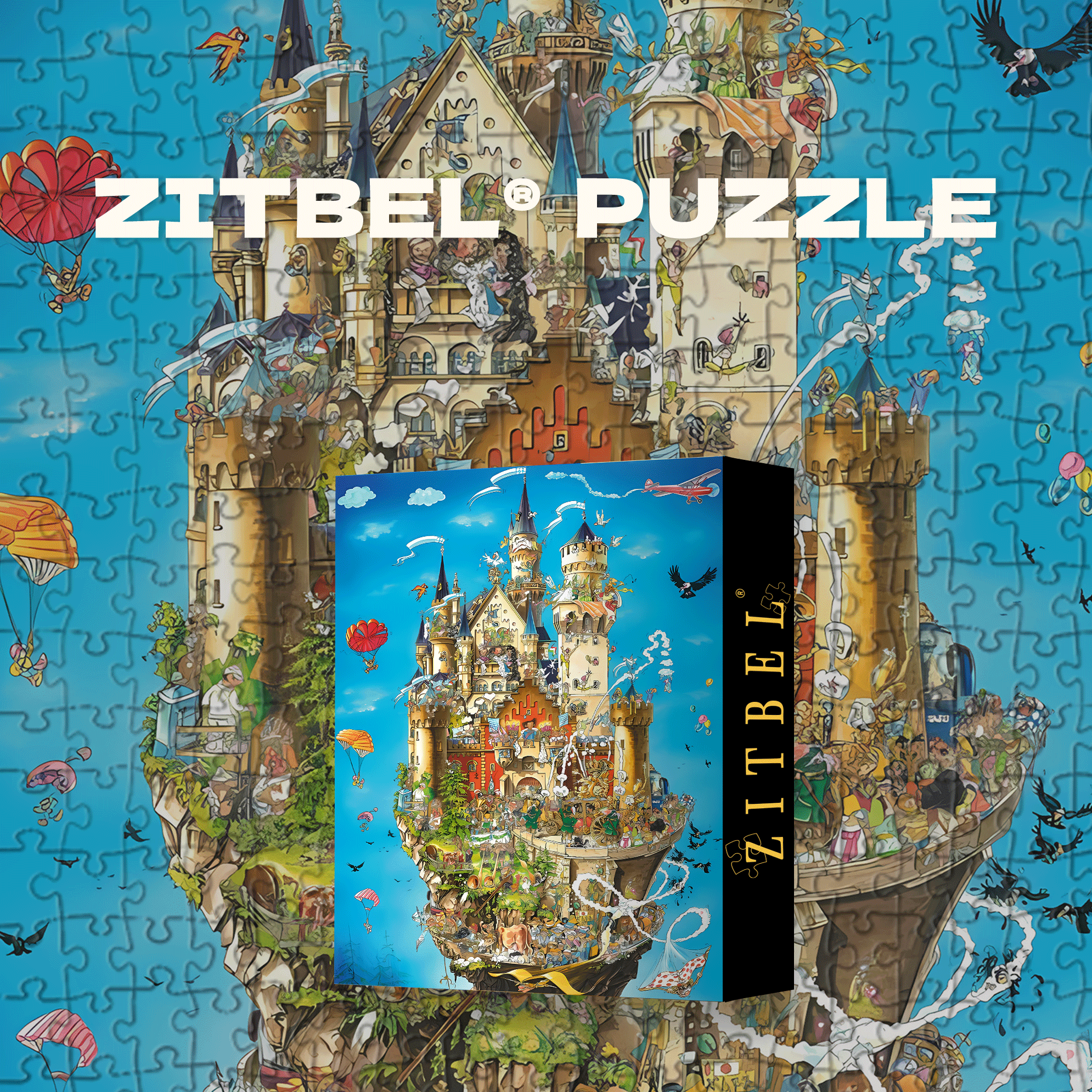 Sky Castle 500pcs/1000pcs Jigsaw Puzzle, Scratch-Resistant, Interactive Family Game & Brain-Boosting DIY Decor, Perfect for Halloween, Christmas & New Year Gifts, Family Puzzle Game