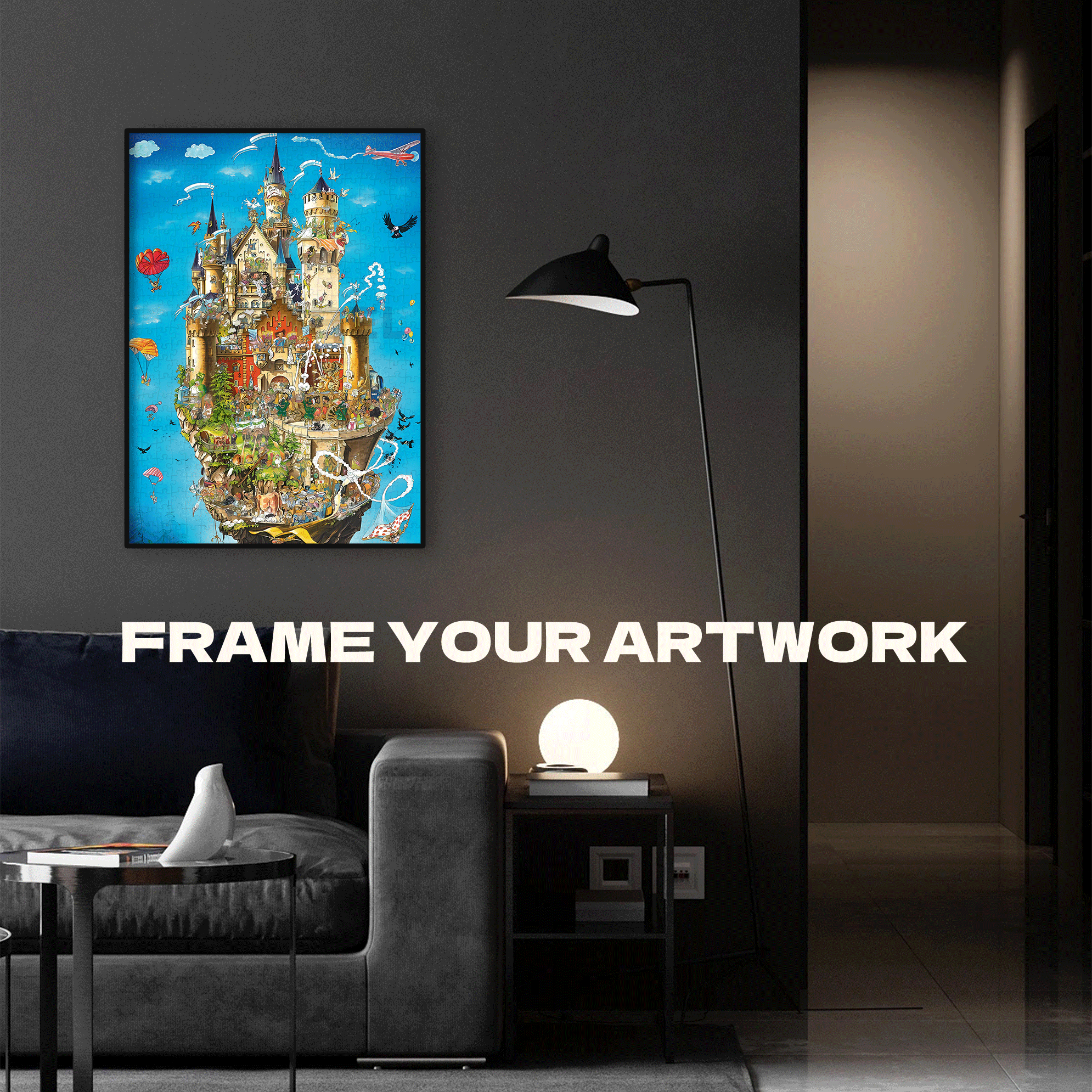 Sky Castle 500pcs/1000pcs Jigsaw Puzzle, Scratch-Resistant, Interactive Family Game & Brain-Boosting DIY Decor, Perfect for Halloween, Christmas & New Year Gifts, Family Puzzle Game