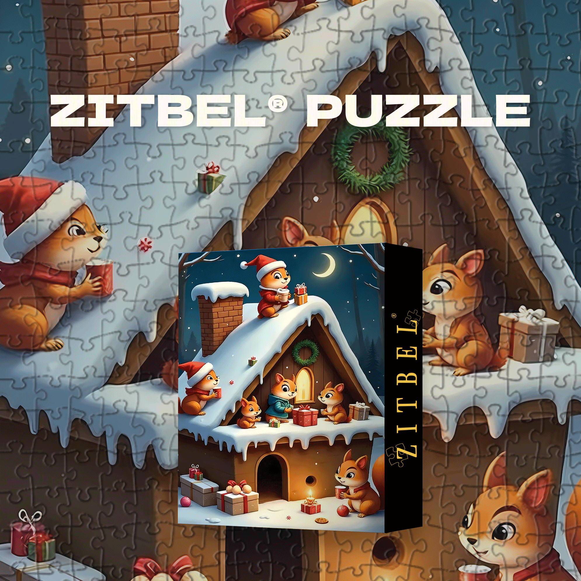 Squirrel Christmas Cottage 500pcs/1000pcs Jigsaw Puzzle, Scratch-Resistant, Interactive Family Game & Brain-Boosting DIY Decor, Perfect for Halloween, Christmas & New Year Gifts, Family Puzzle Game