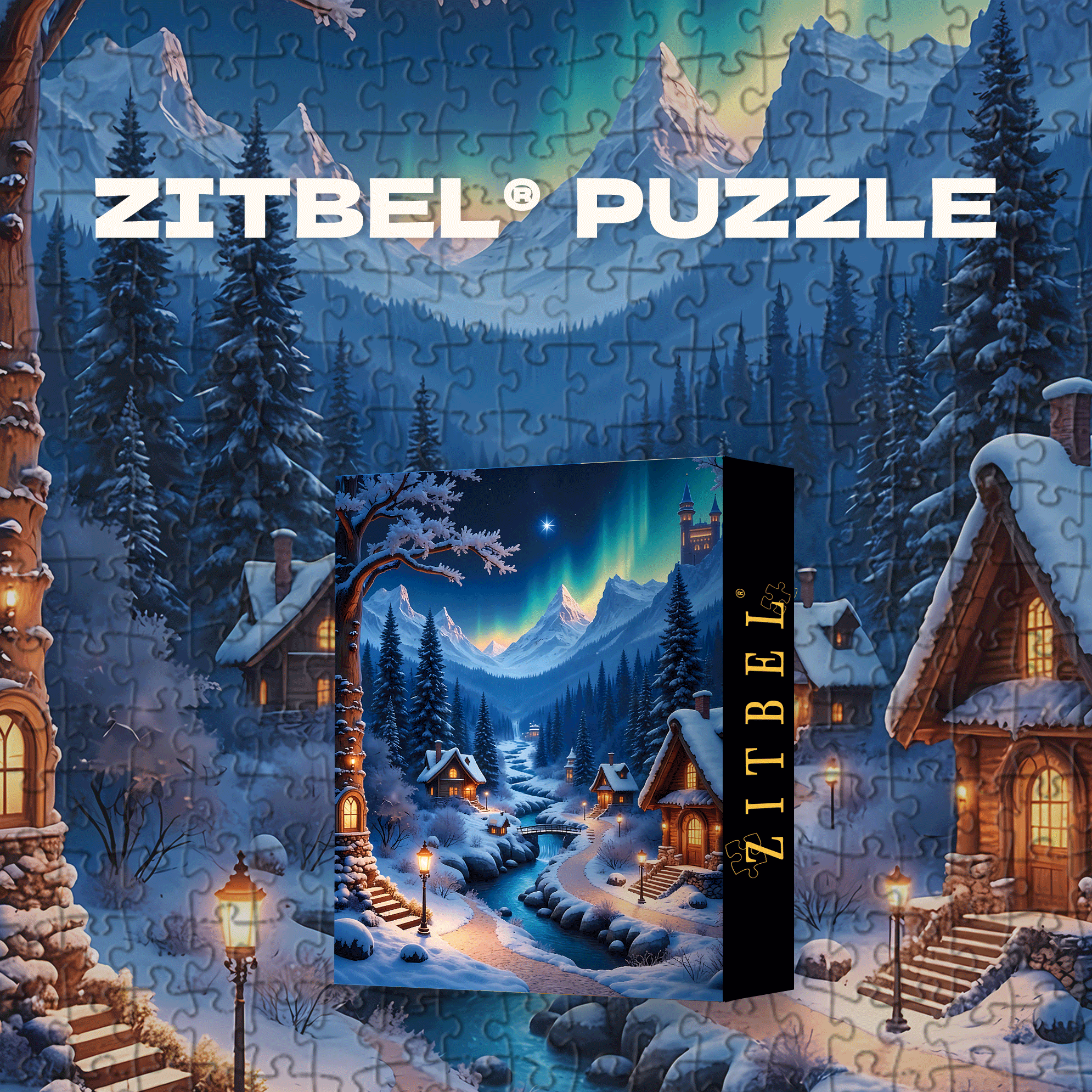 Winter Northern Village 500pcs/1000pcs Jigsaw Puzzle, Scratch-Resistant, Interactive Family Game & Brain-Boosting DIY Decor, Perfect for Halloween, Christmas & New Year Gifts, Family Puzzle Game