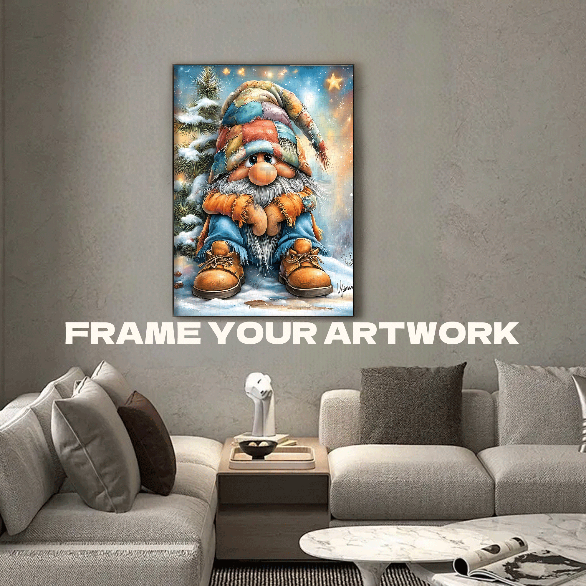 Christmas Gnome 500pcs/1000pcs Jigsaw Puzzle, Scratch-Resistant, Interactive Family Game & Brain-Boosting DIY Decor, Perfect for Halloween, Christmas & New Year Gifts, Family Puzzle Game