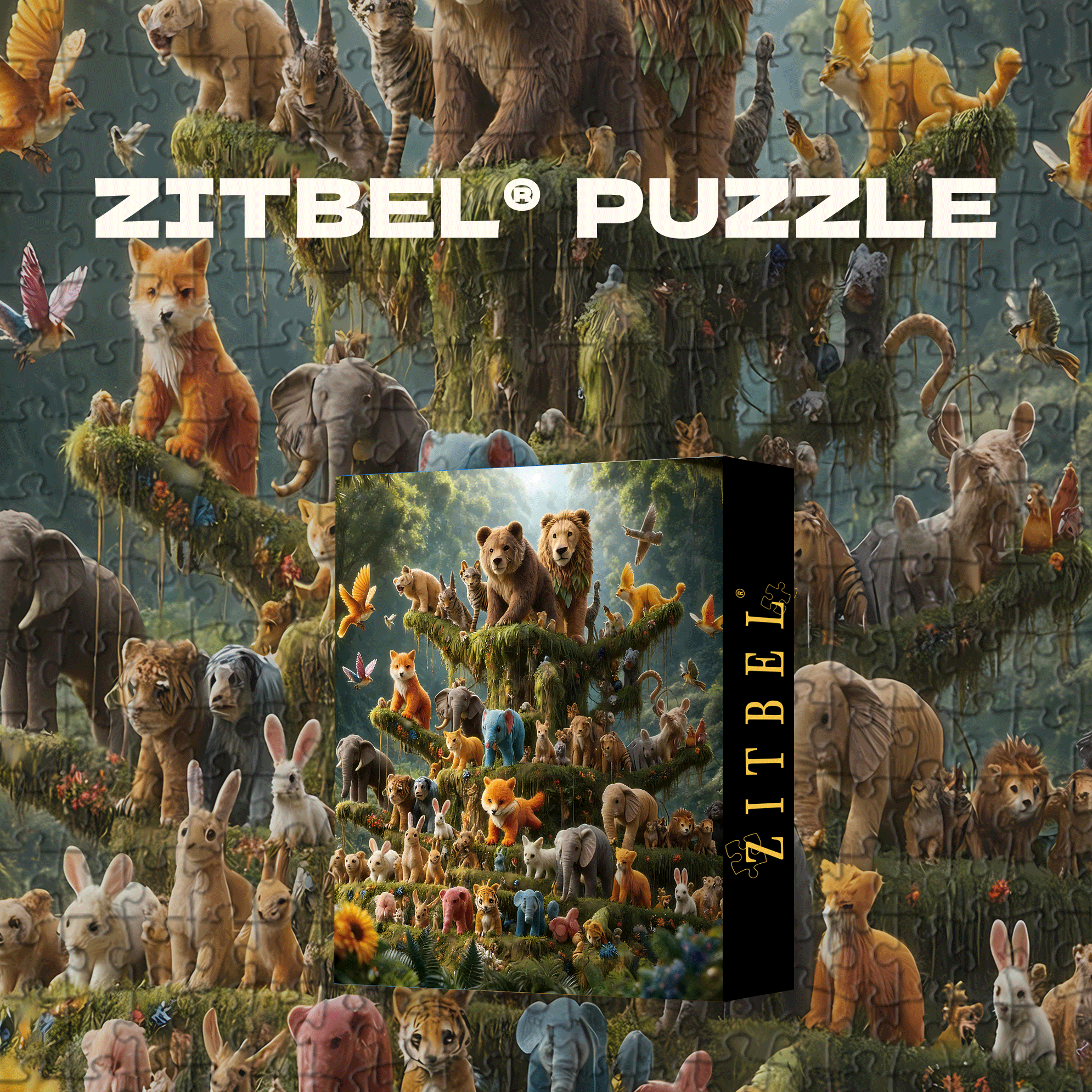 Forest Animal Gathering 500pcs/1000pcs Jigsaw Puzzle, Scratch-Resistant, Interactive Family Game & Brain-Boosting DIY Decor, Perfect for Halloween, Christmas & New Year Gifts, Family Puzzle Game