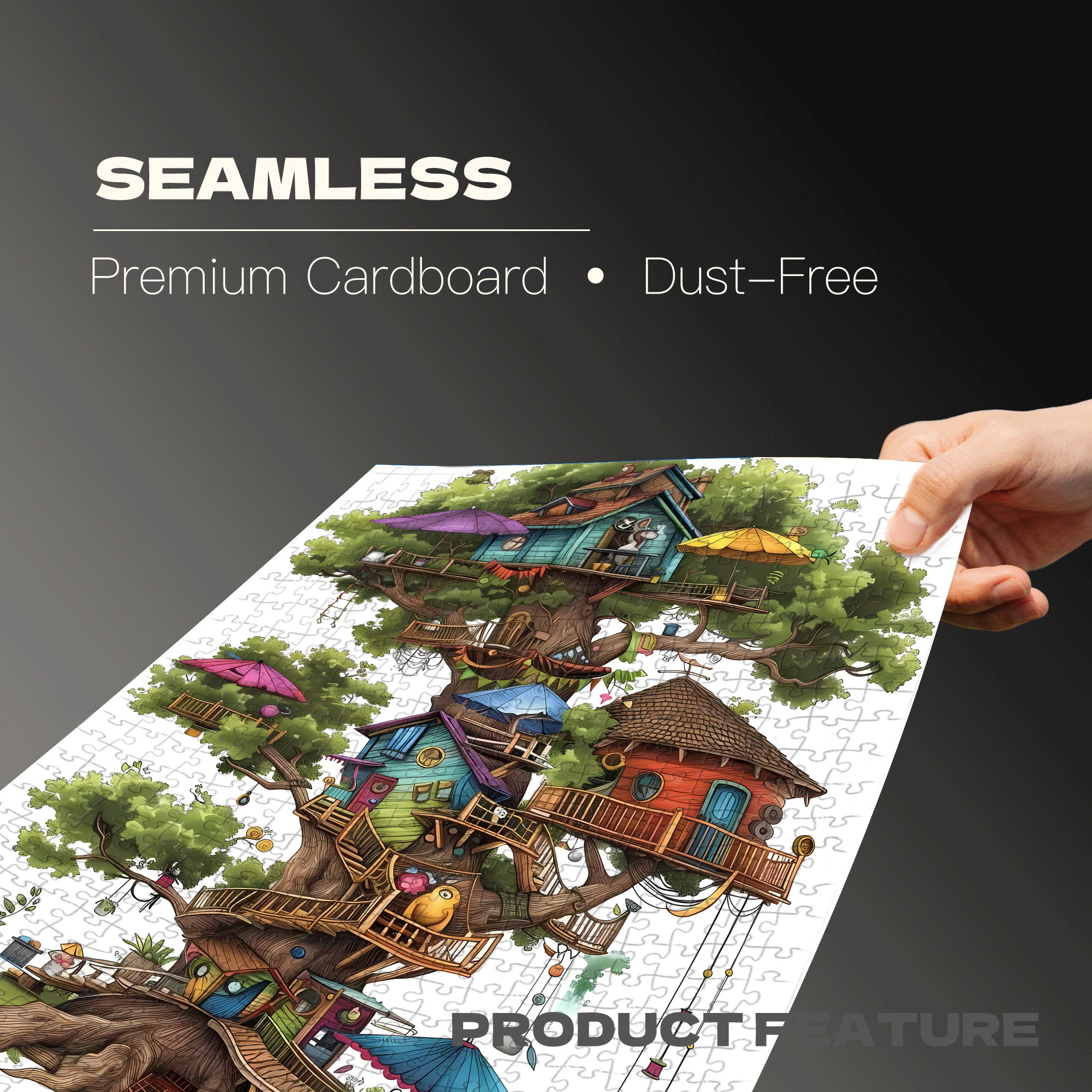 Giant Tree House 500pcs/1000pcs Jigsaw Puzzle, Scratch-Resistant, Interactive Family Game & Brain-Boosting DIY Decor, Perfect for Halloween, Christmas & New Year Gifts, Family Puzzle Game