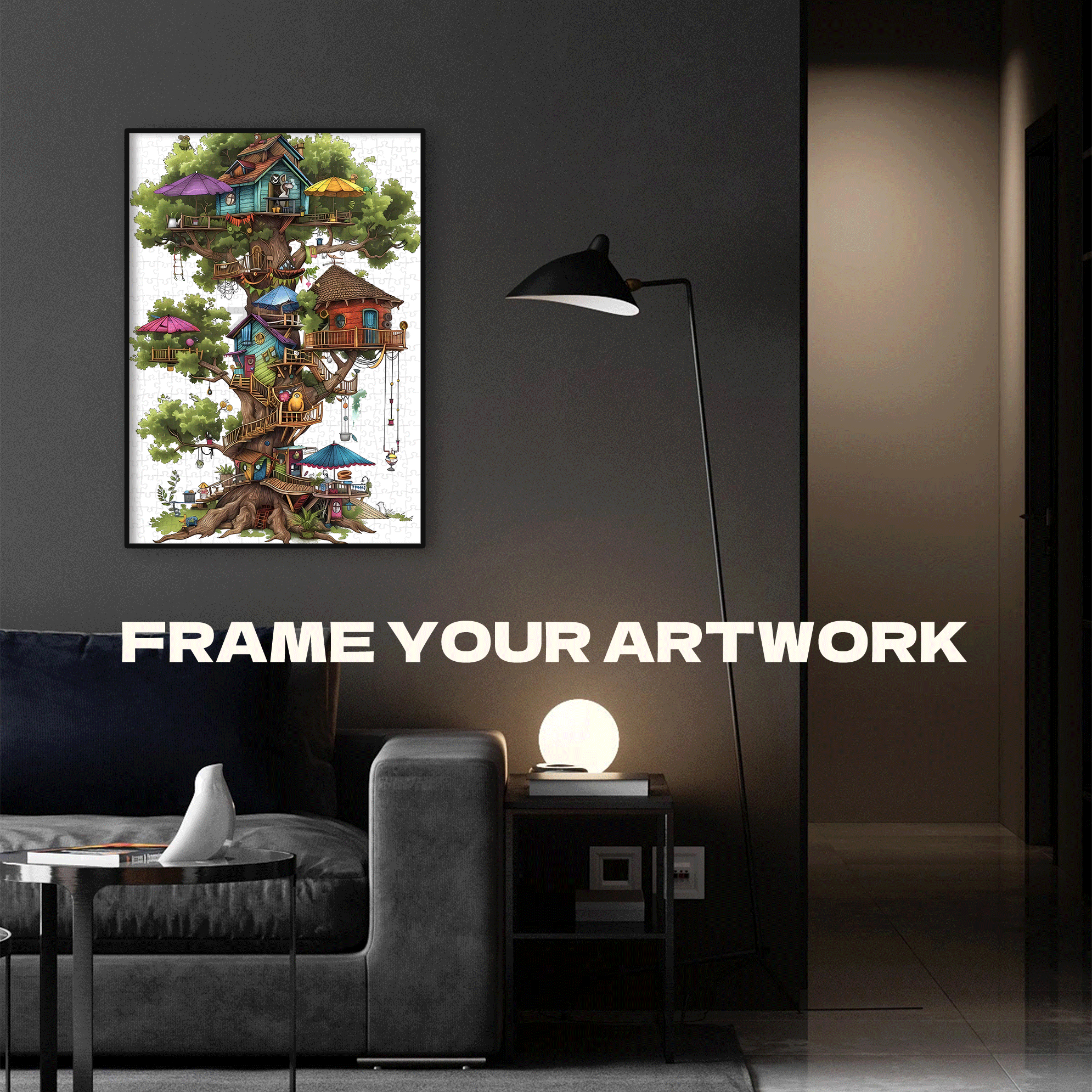Giant Tree House 500pcs/1000pcs Jigsaw Puzzle, Scratch-Resistant, Interactive Family Game & Brain-Boosting DIY Decor, Perfect for Halloween, Christmas & New Year Gifts, Family Puzzle Game