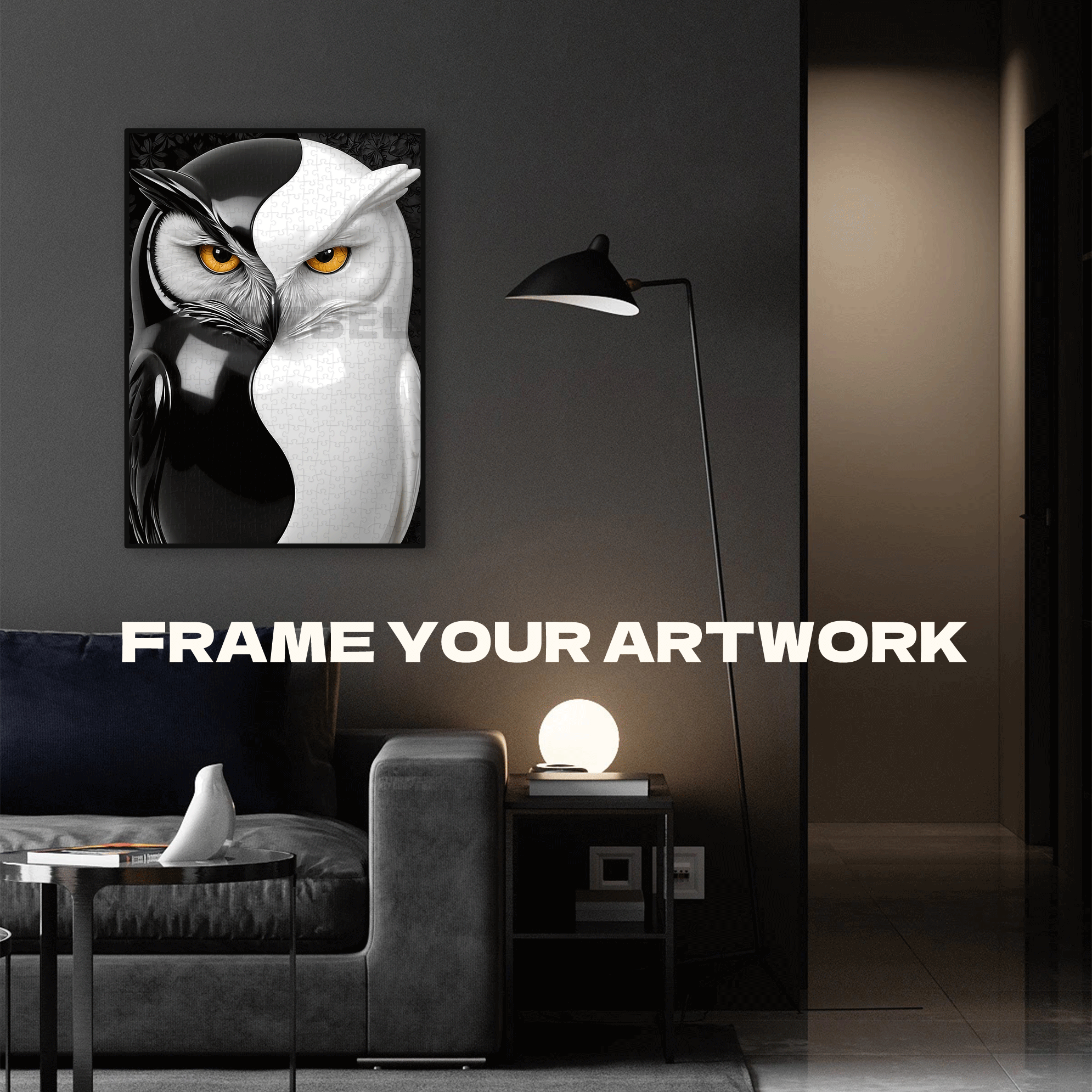 Gray and White Owl 500pcs/1000pcs Jigsaw Puzzle, Scratch-Resistant, Interactive Family Game & Brain-Boosting DIY Decor, Perfect for Halloween, Christmas & New Year Gifts, Family Puzzle Game