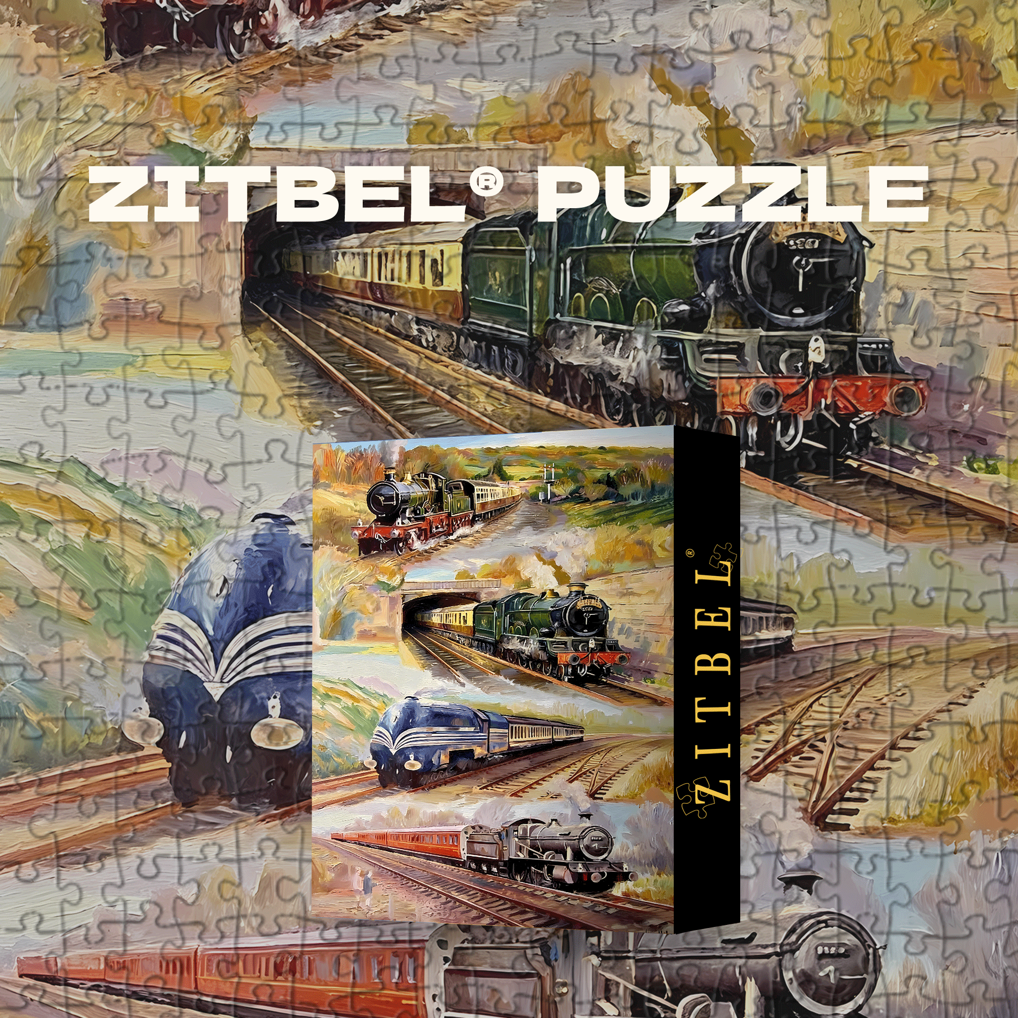 Great Trains 500pcs/1000pcs Jigsaw Puzzle, Scratch-Resistant, Interactive Family Game & Brain-Boosting DIY Decor, Perfect for Halloween, Christmas & New Year Gifts, Family Puzzle Game