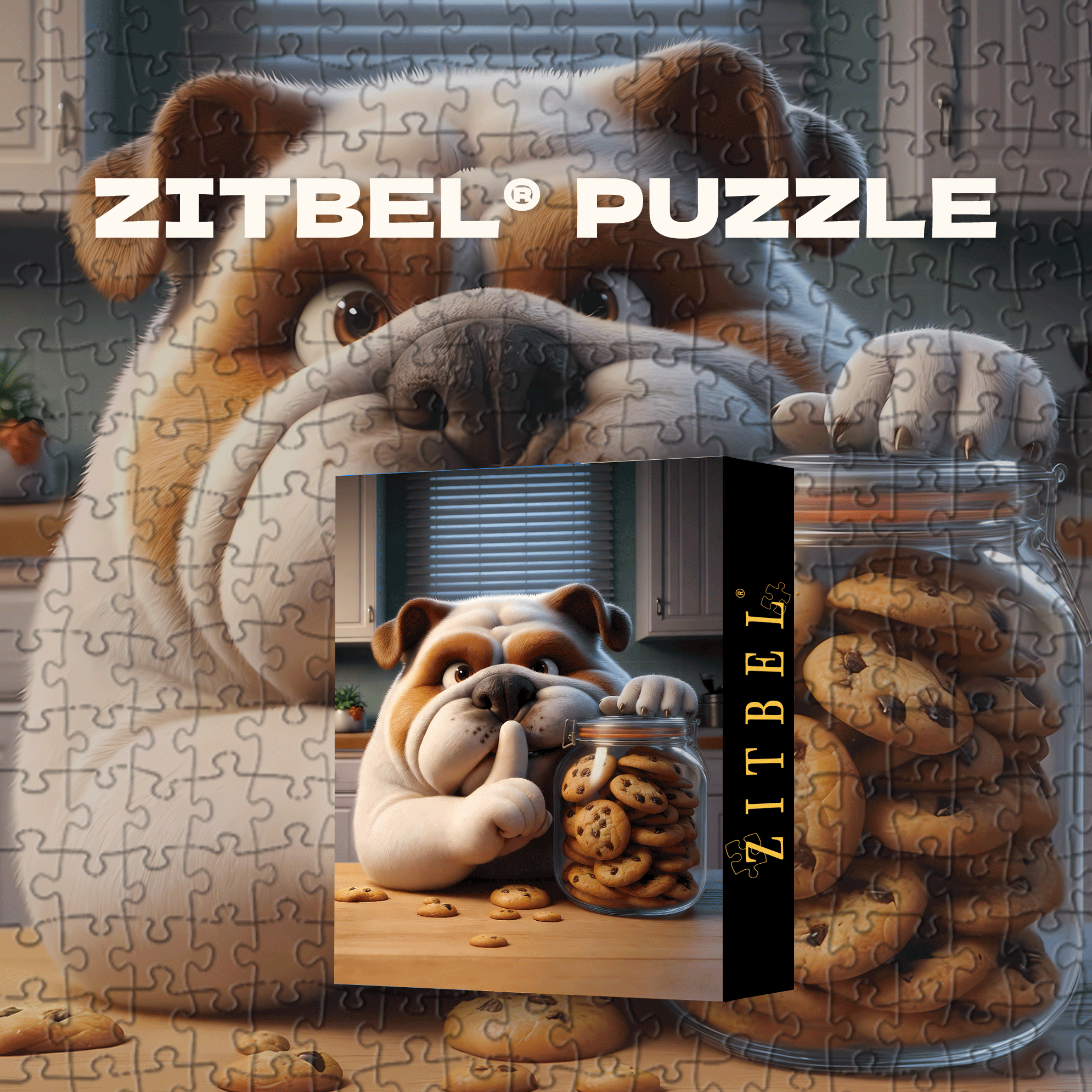 Loves to Eat Cookies 500pcs/1000pcs Jigsaw Puzzle, Scratch-Resistant, Interactive Family Game & Brain-Boosting DIY Decor, Perfect for Halloween, Christmas & New Year Gifts, Family Puzzle Game