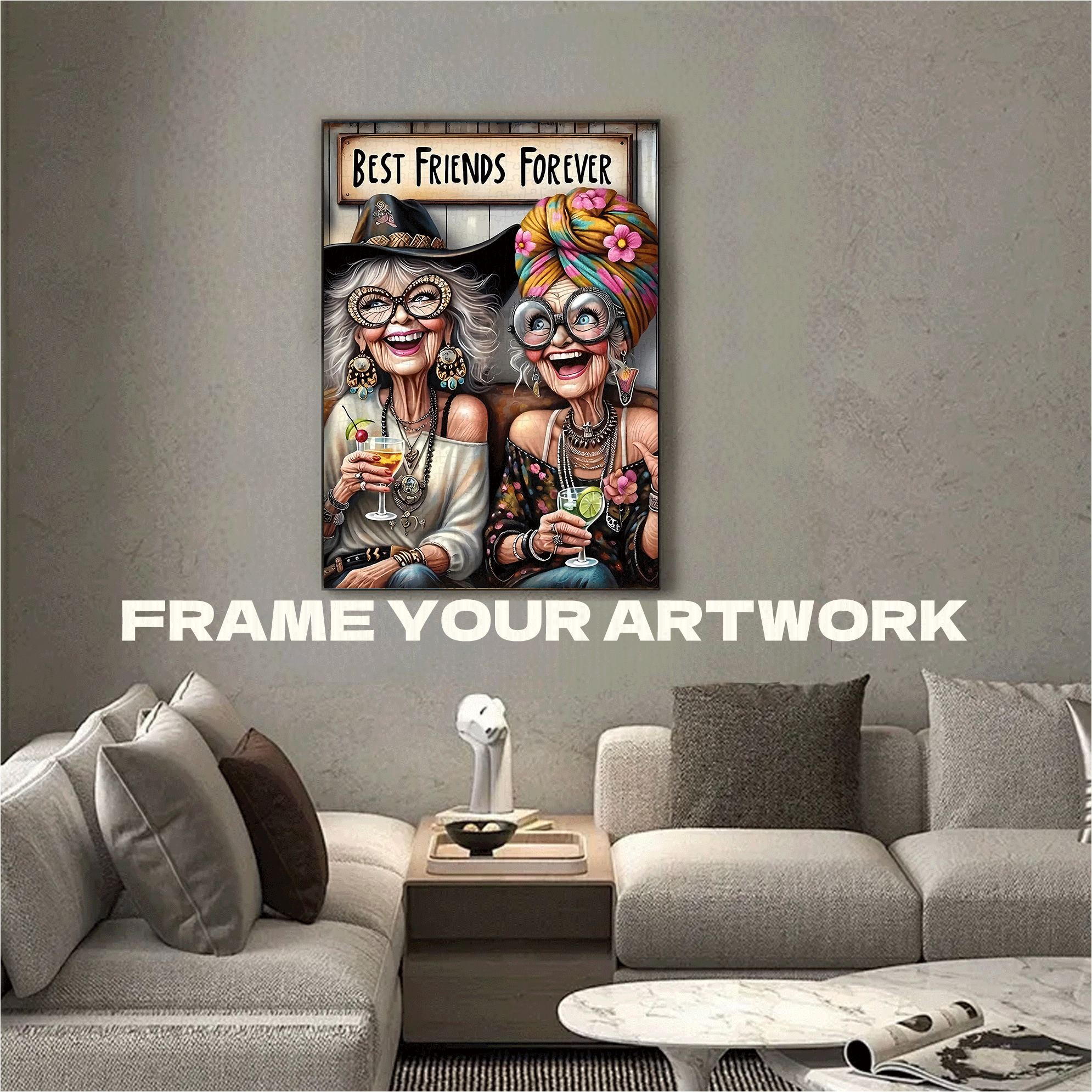 Old Ladies 500pcs/1000pcs Jigsaw Puzzle, Scratch-Resistant, Interactive Family Game & Brain-Boosting DIY Decor, Perfect for Halloween, Christmas & New Year Gifts, Family Puzzle Game