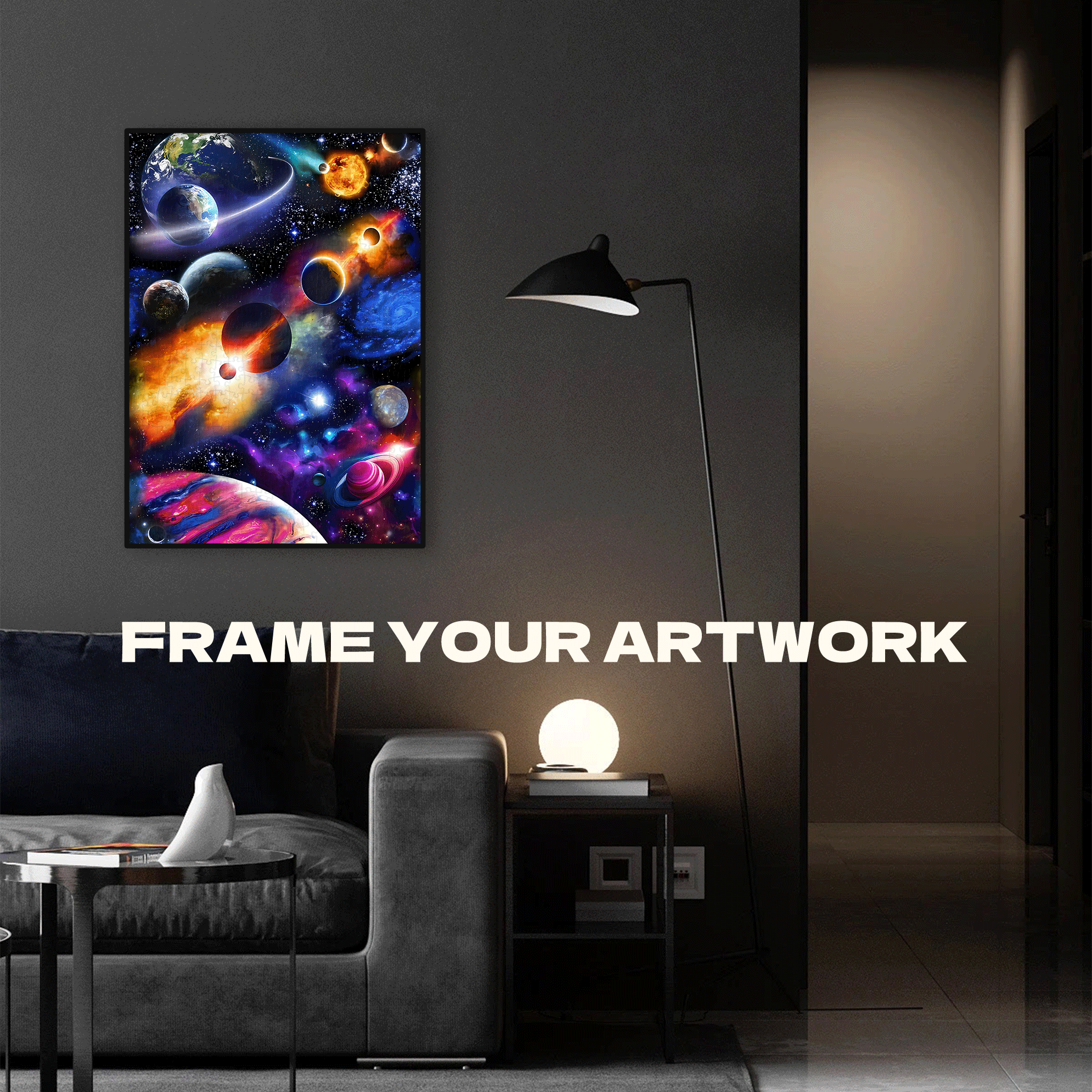 Outer Space 500pcs/1000pcs Jigsaw Puzzle, Scratch-Resistant, Interactive Family Game & Brain-Boosting DIY Decor, Perfect for Halloween, Christmas & New Year Gifts, Family Puzzle Game