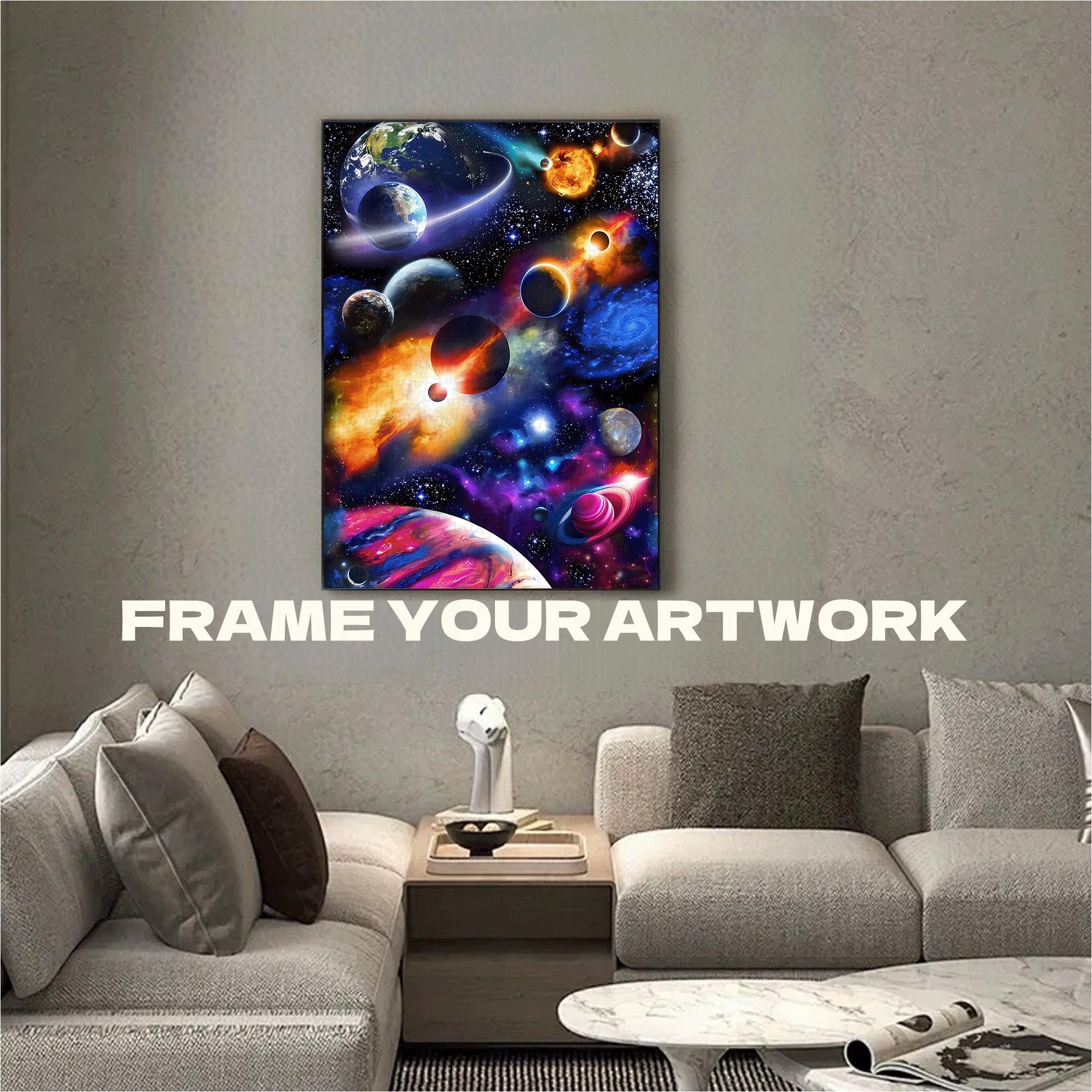 Outer Space 500pcs/1000pcs Jigsaw Puzzle, Scratch-Resistant, Interactive Family Game & Brain-Boosting DIY Decor, Perfect for Halloween, Christmas & New Year Gifts, Family Puzzle Game