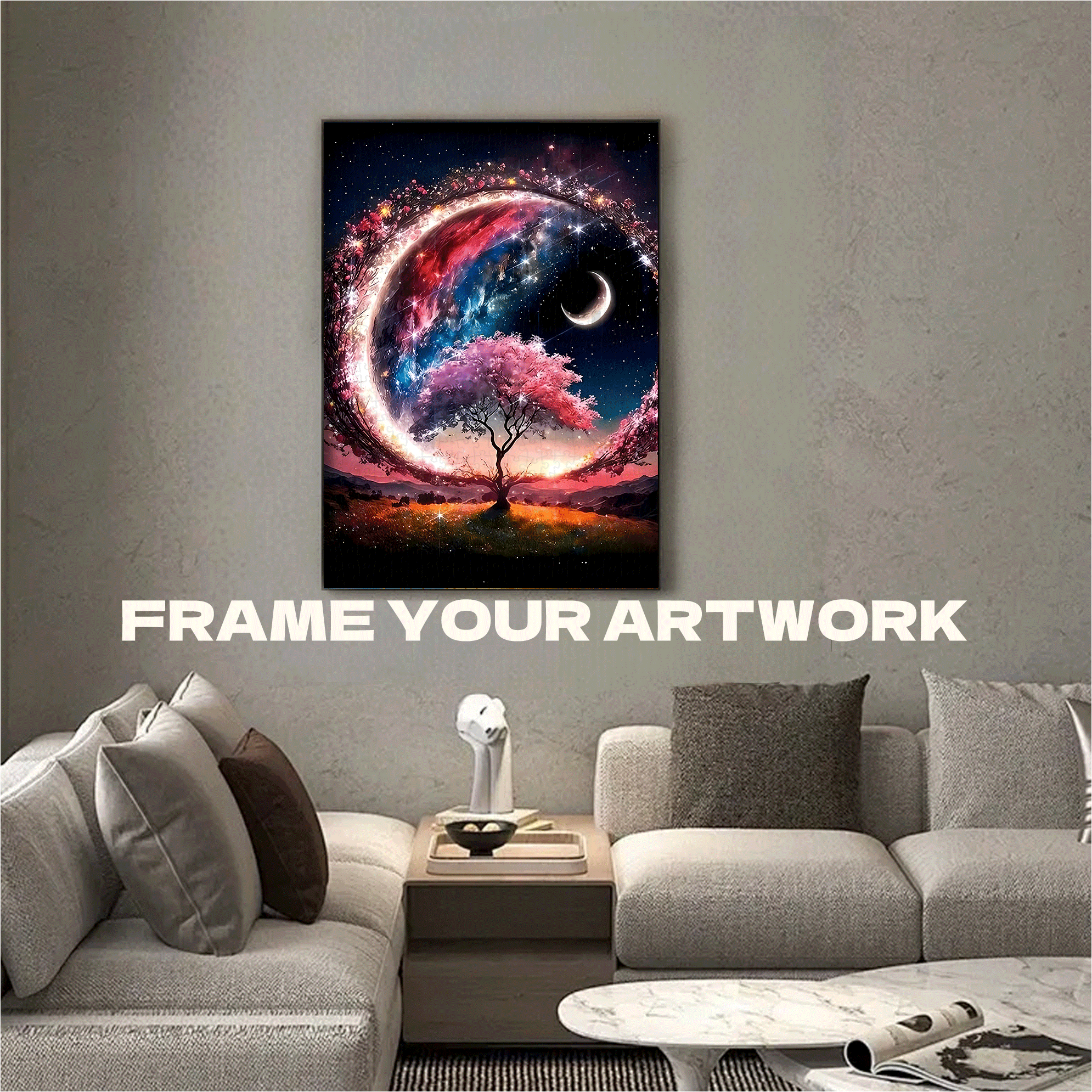 Pink Planet Style 500pcs/1000pcs Jigsaw Puzzle, Scratch-Resistant, Interactive Family Game & Brain-Boosting DIY Decor, Perfect for Halloween, Christmas & New Year Gifts, Family Puzzle Game