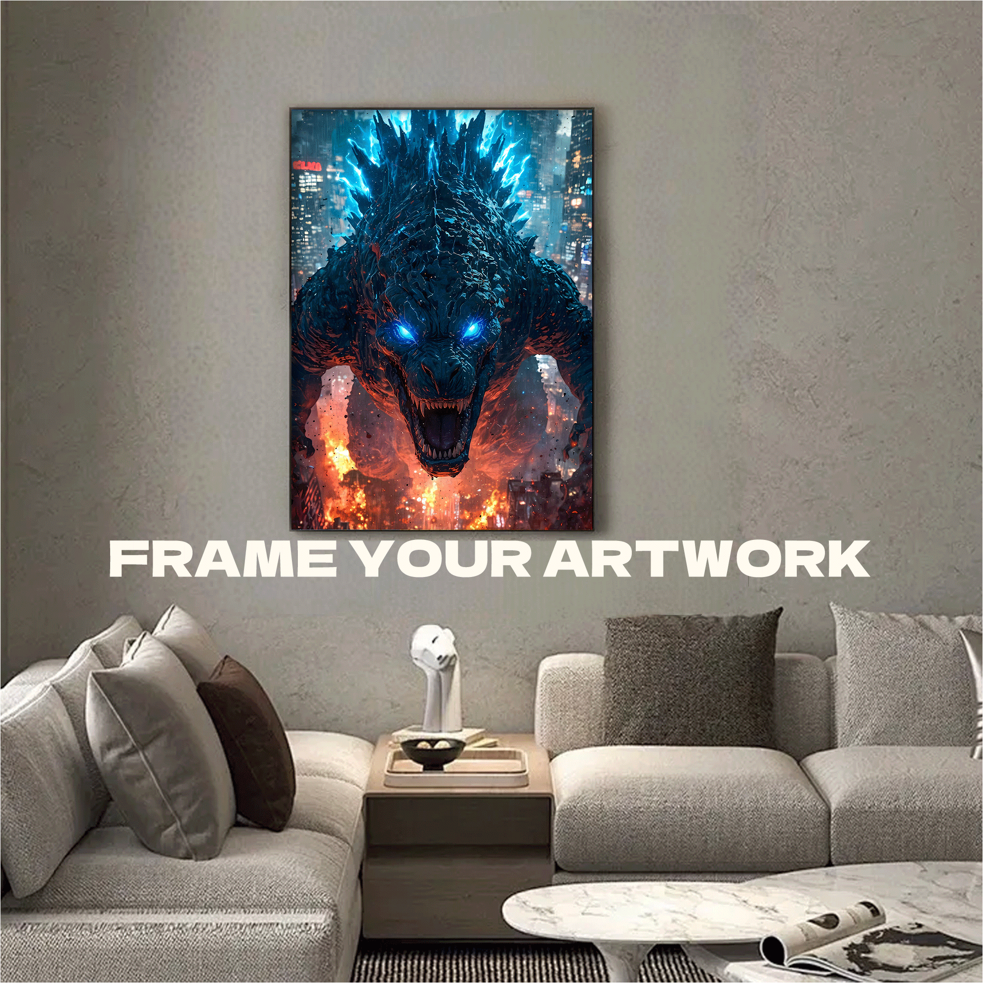 Raging Godzilla 500pcs/1000pcs Jigsaw Puzzle, Scratch-Resistant, Interactive Family Game & Brain-Boosting DIY Decor, Perfect for Halloween, Christmas & New Year Gifts, Family Puzzle Game
