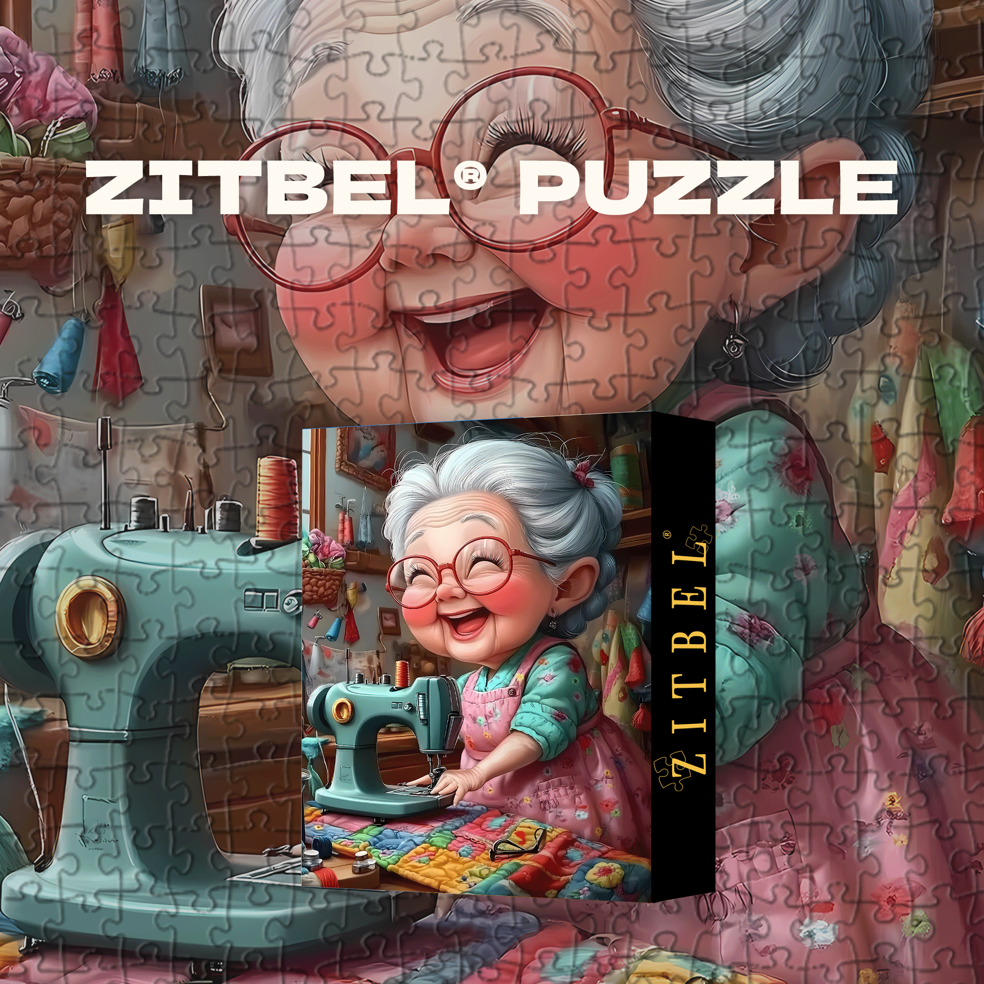 Sewing Grandmother 500pcs/1000pcs Jigsaw Puzzle, Scratch-Resistant, Interactive Family Game & Brain-Boosting DIY Decor, Perfect for Halloween, Christmas & New Year Gifts, Family Puzzle Game