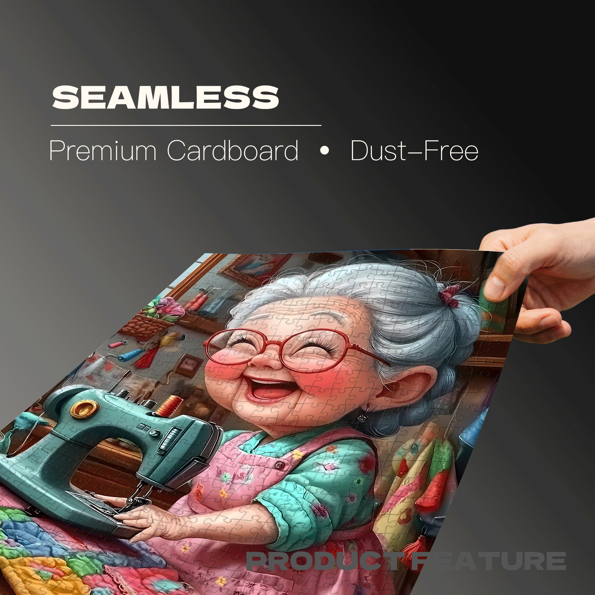 Sewing Grandmother 500pcs/1000pcs Jigsaw Puzzle, Scratch-Resistant, Interactive Family Game & Brain-Boosting DIY Decor, Perfect for Halloween, Christmas & New Year Gifts, Family Puzzle Game