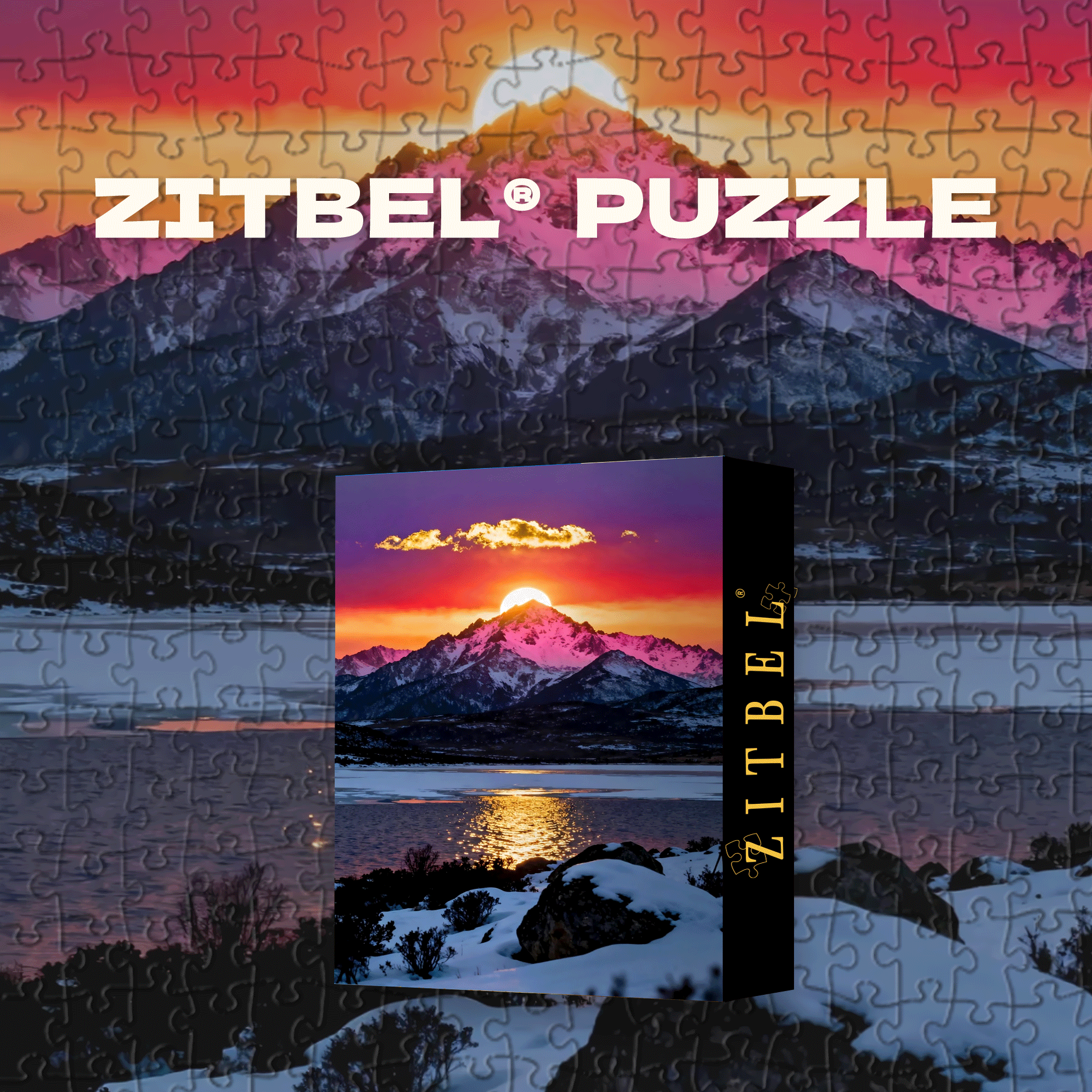 Snowy Mountain Sunset 500pcs/1000pcs Jigsaw Puzzle, Scratch-Resistant, Interactive Family Game & Brain-Boosting DIY Decor, Perfect for Halloween, Christmas & New Year Gifts, Family Puzzle Game