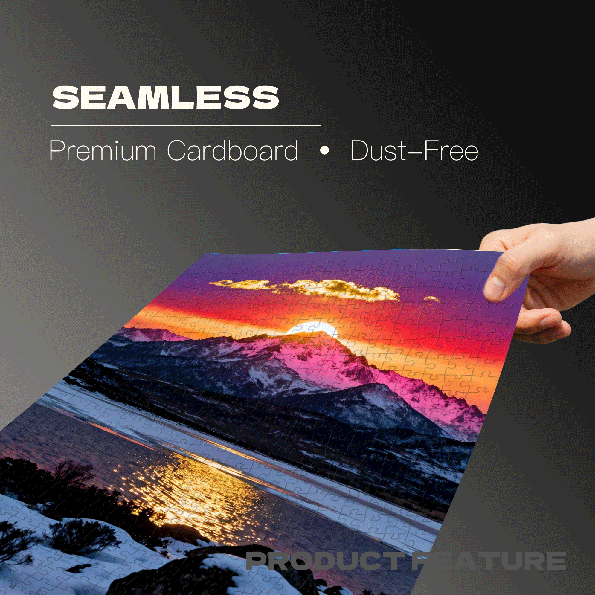 Snowy Mountain Sunset 500pcs/1000pcs Jigsaw Puzzle, Scratch-Resistant, Interactive Family Game & Brain-Boosting DIY Decor, Perfect for Halloween, Christmas & New Year Gifts, Family Puzzle Game