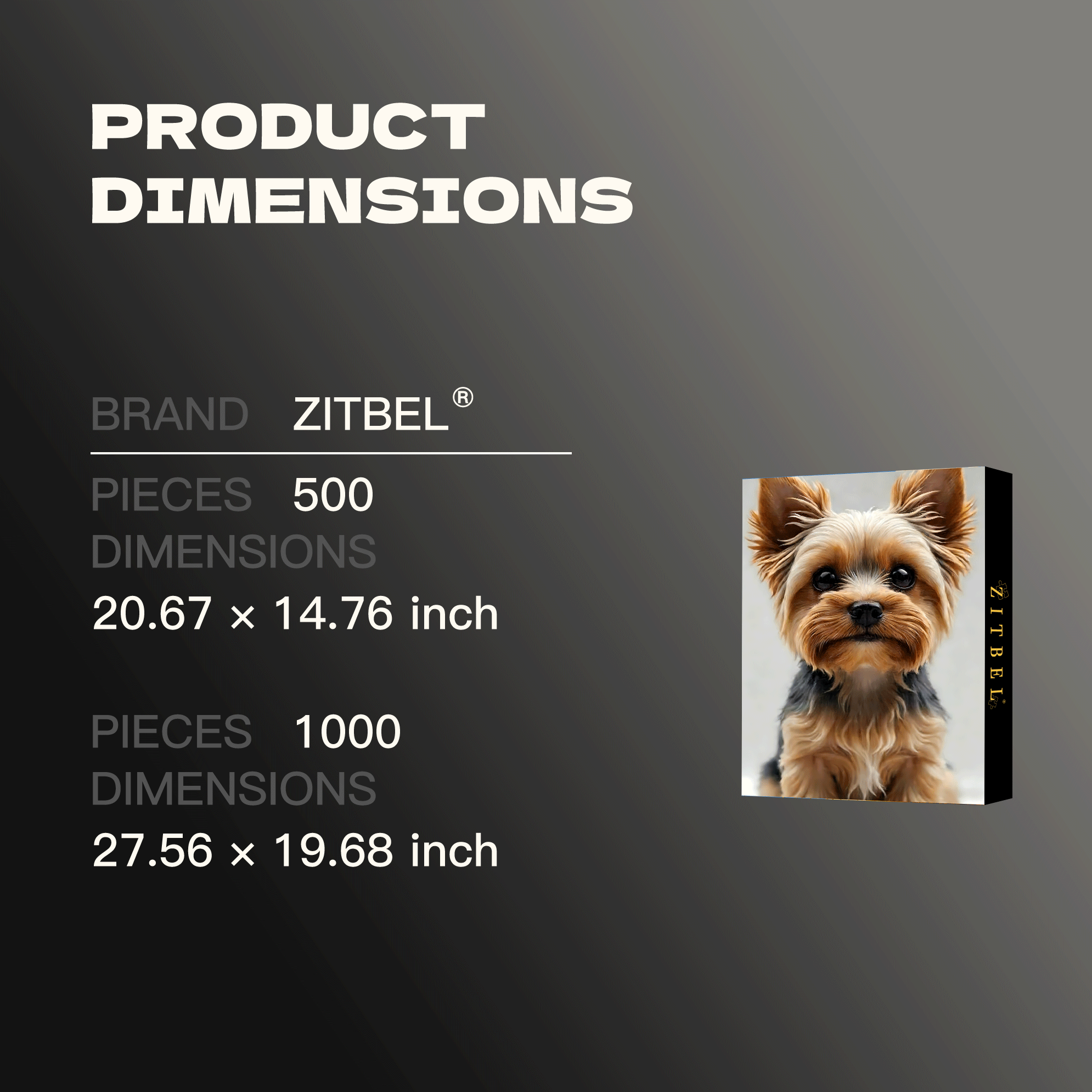 Soft Fur Yorkshire Terrier with Round Eyes 500pcs/1000pcs Jigsaw Puzzle, Scratch-Resistant, Interactive Family Game & Brain-Boosting DIY Decor, Perfect for Halloween, Christmas & New Year Gifts, Family Puzzle Game