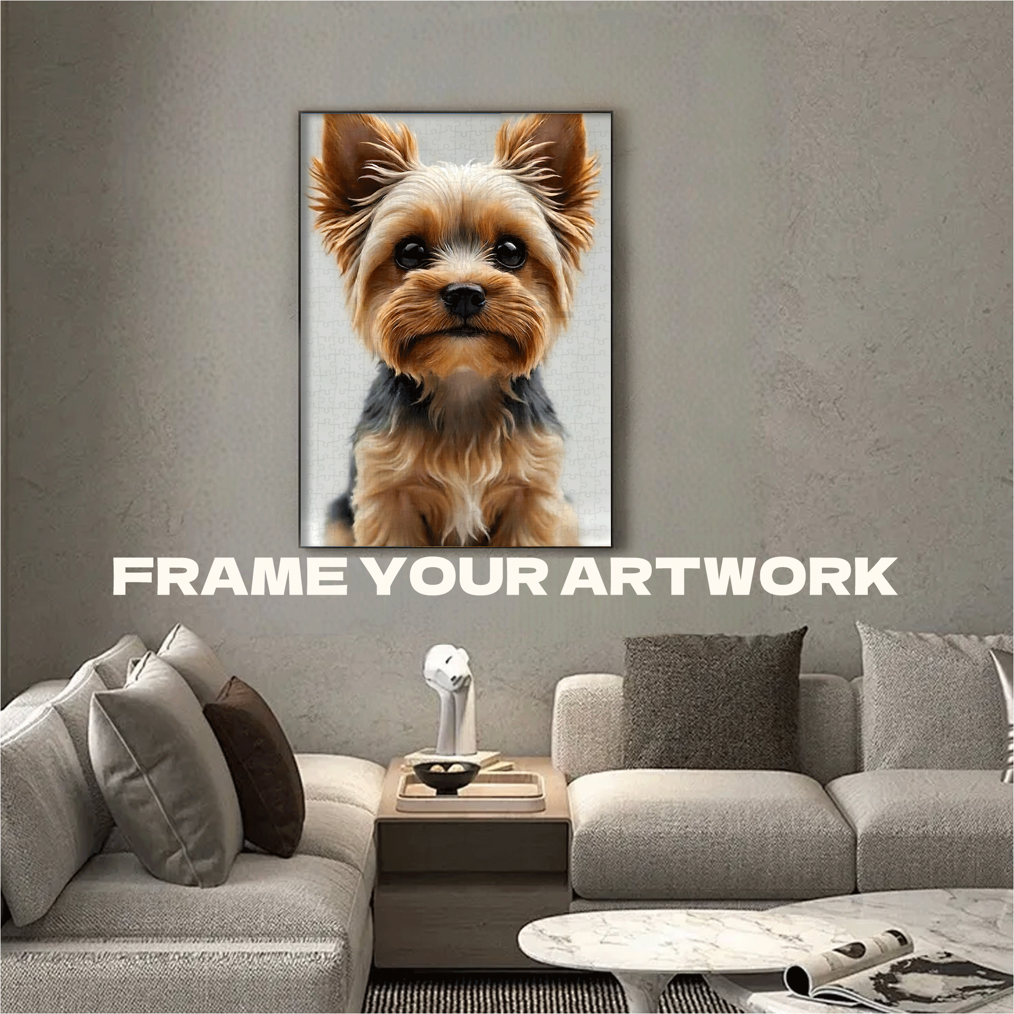 Soft Fur Yorkshire Terrier with Round Eyes 500pcs/1000pcs Jigsaw Puzzle, Scratch-Resistant, Interactive Family Game & Brain-Boosting DIY Decor, Perfect for Halloween, Christmas & New Year Gifts, Family Puzzle Game