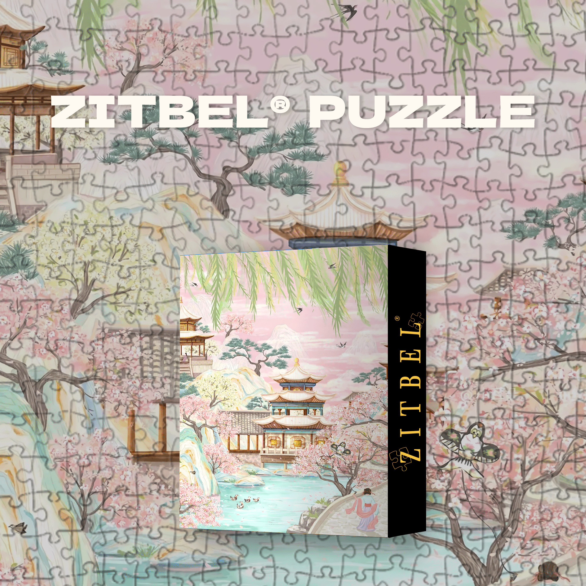 Spring Flower-Viewing Trip 500pcs/1000pcs Jigsaw Puzzle, Scratch-Resistant, Interactive Family Game & Brain-Boosting DIY Decor, Perfect for Halloween, Christmas & New Year Gifts, Family Puzzle Game