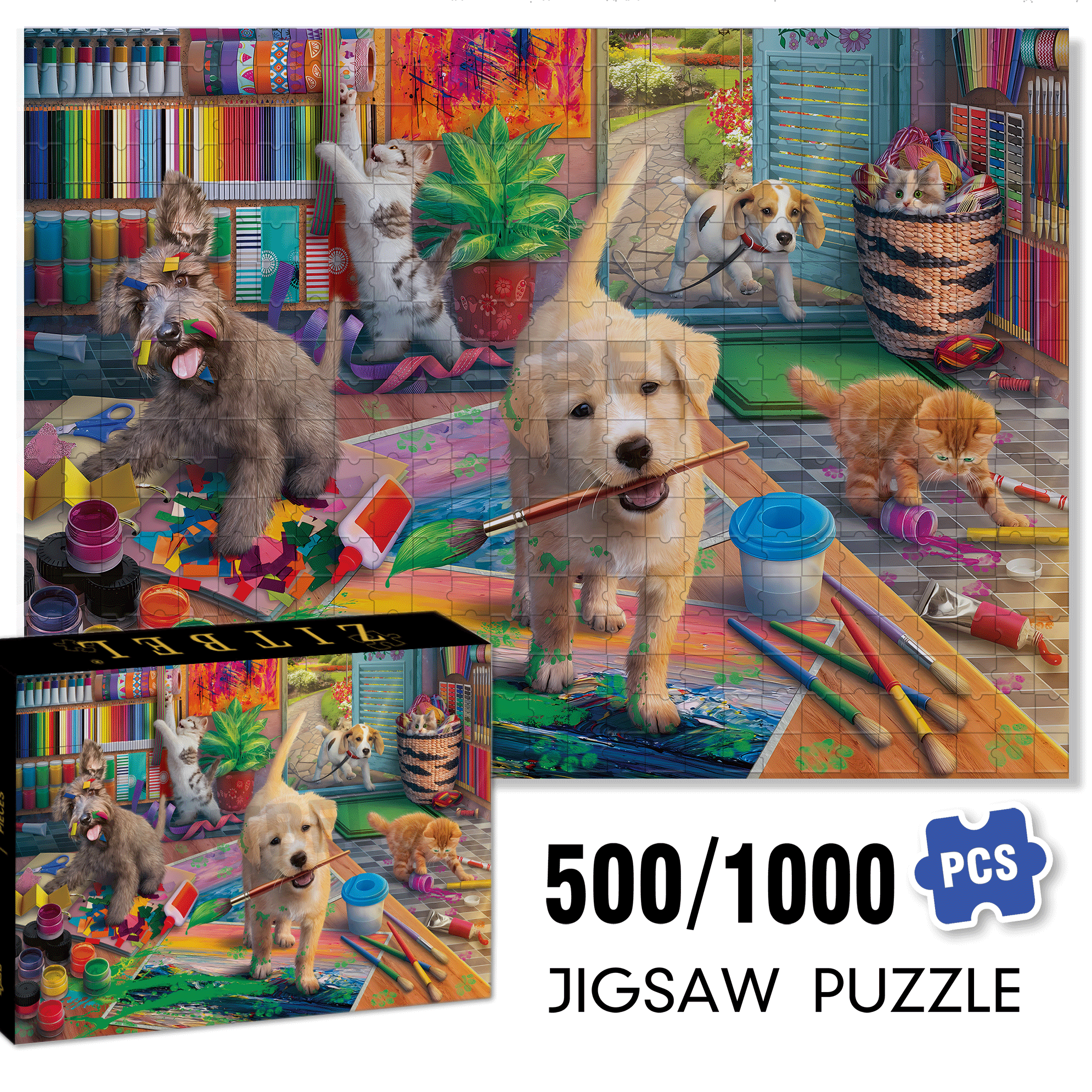 Art Studio Pranksters 500pcs/1000pcs Jigsaw Puzzle, Scratch-Resistant, Interactive Family Game & Brain-Boosting DIY Decor, Perfect for Halloween, Christmas & New Year Gifts, Family Puzzle Game