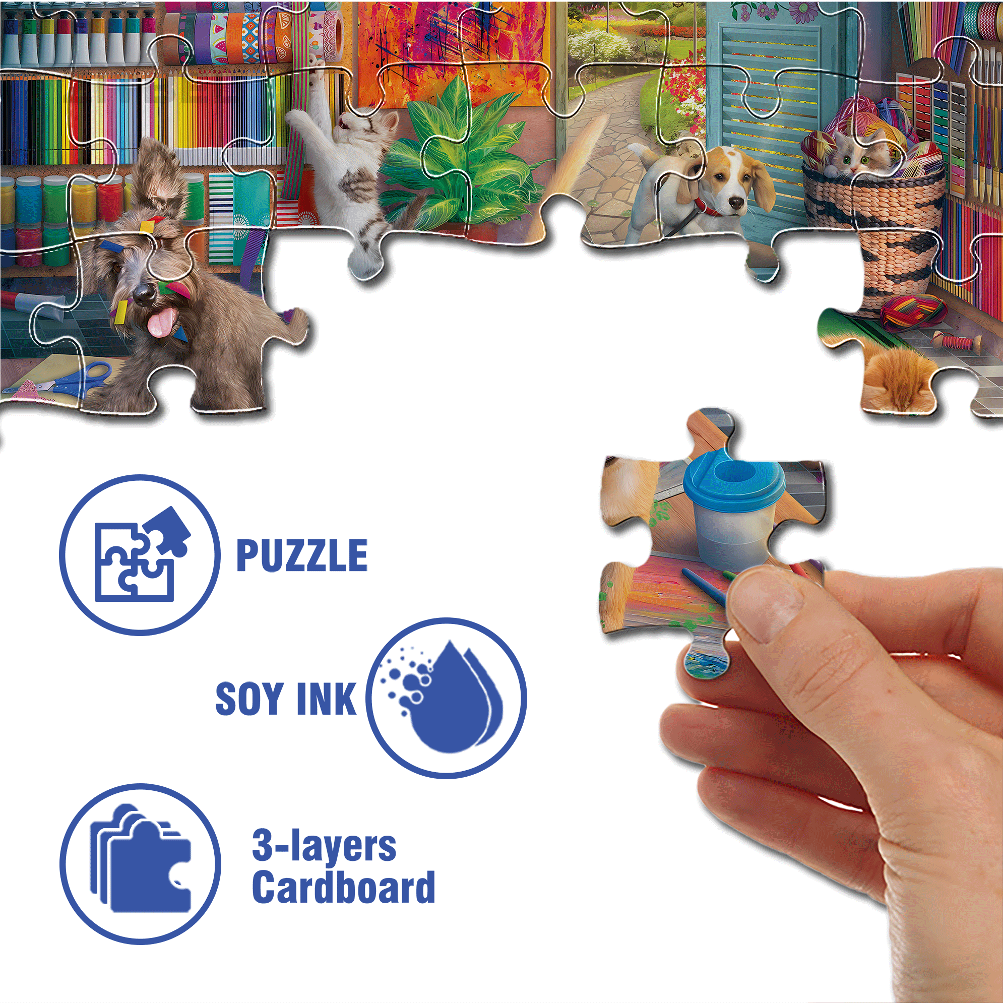 Art Studio Pranksters 500pcs/1000pcs Jigsaw Puzzle, Scratch-Resistant, Interactive Family Game & Brain-Boosting DIY Decor, Perfect for Halloween, Christmas & New Year Gifts, Family Puzzle Game