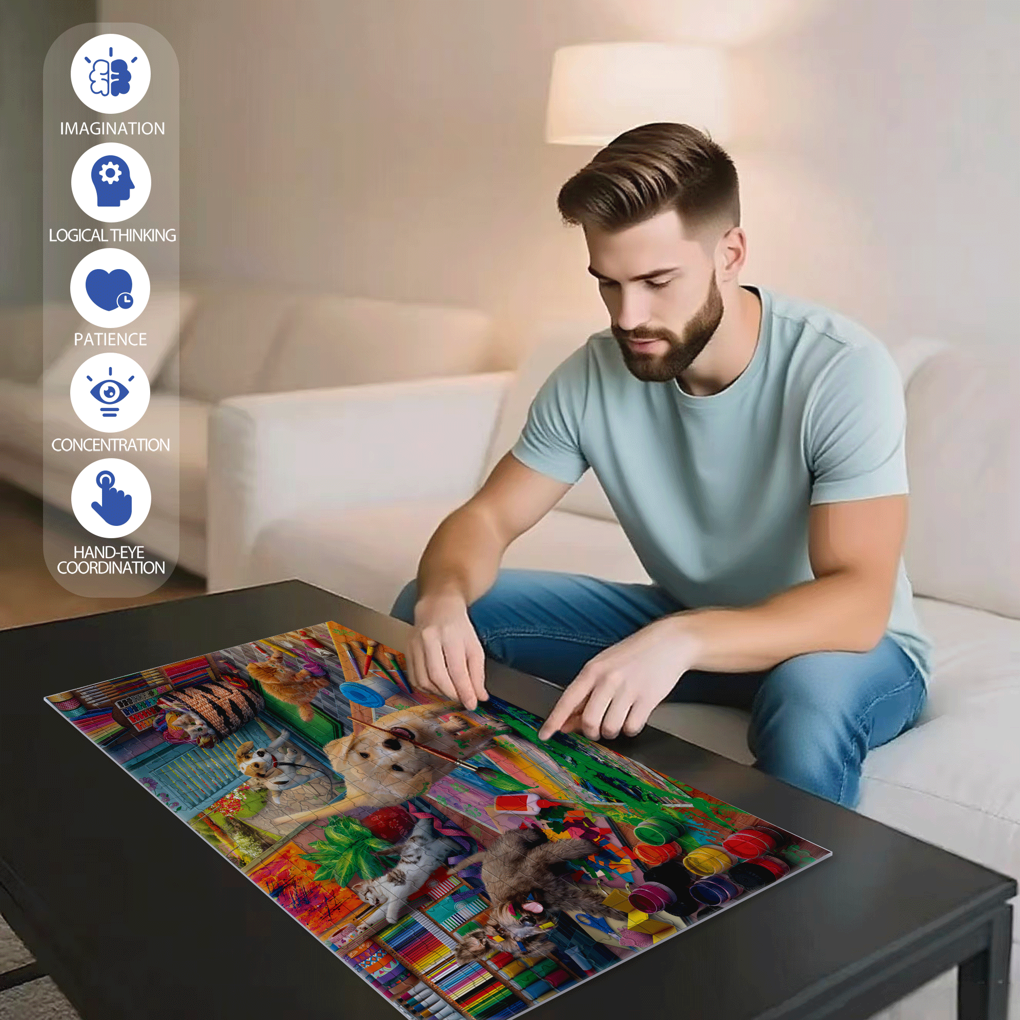 Art Studio Pranksters 500pcs/1000pcs Jigsaw Puzzle, Scratch-Resistant, Interactive Family Game & Brain-Boosting DIY Decor, Perfect for Halloween, Christmas & New Year Gifts, Family Puzzle Game