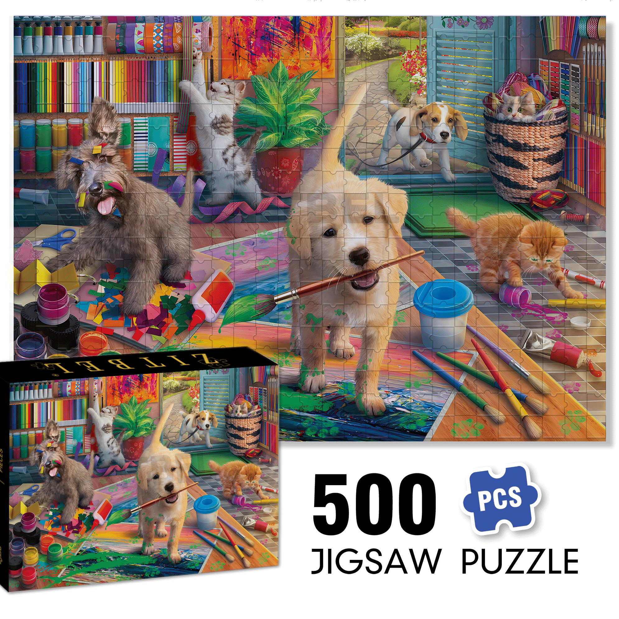 Art Studio Pranksters 500pcs/1000pcs Jigsaw Puzzle, Scratch-Resistant, Interactive Family Game & Brain-Boosting DIY Decor, Perfect for Halloween, Christmas & New Year Gifts, Family Puzzle Game