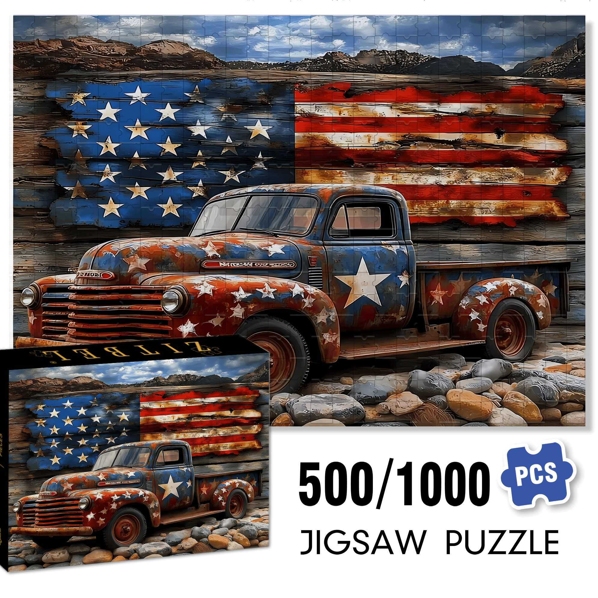 Classic Cars 500pcs/1000pcs Jigsaw Puzzle, Scratch-Resistant, Interactive Family Game & Brain-Boosting DIY Decor, Perfect for Halloween, Christmas & New Year Gifts, Family Puzzle Game