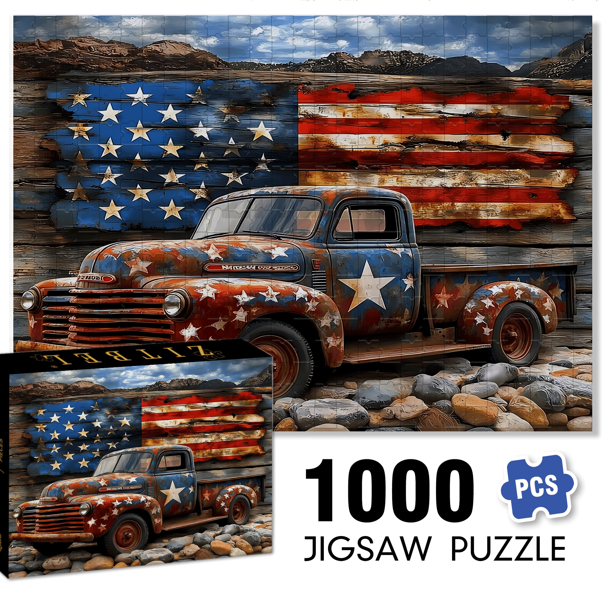 Classic Cars 500pcs/1000pcs Jigsaw Puzzle, Scratch-Resistant, Interactive Family Game & Brain-Boosting DIY Decor, Perfect for Halloween, Christmas & New Year Gifts, Family Puzzle Game