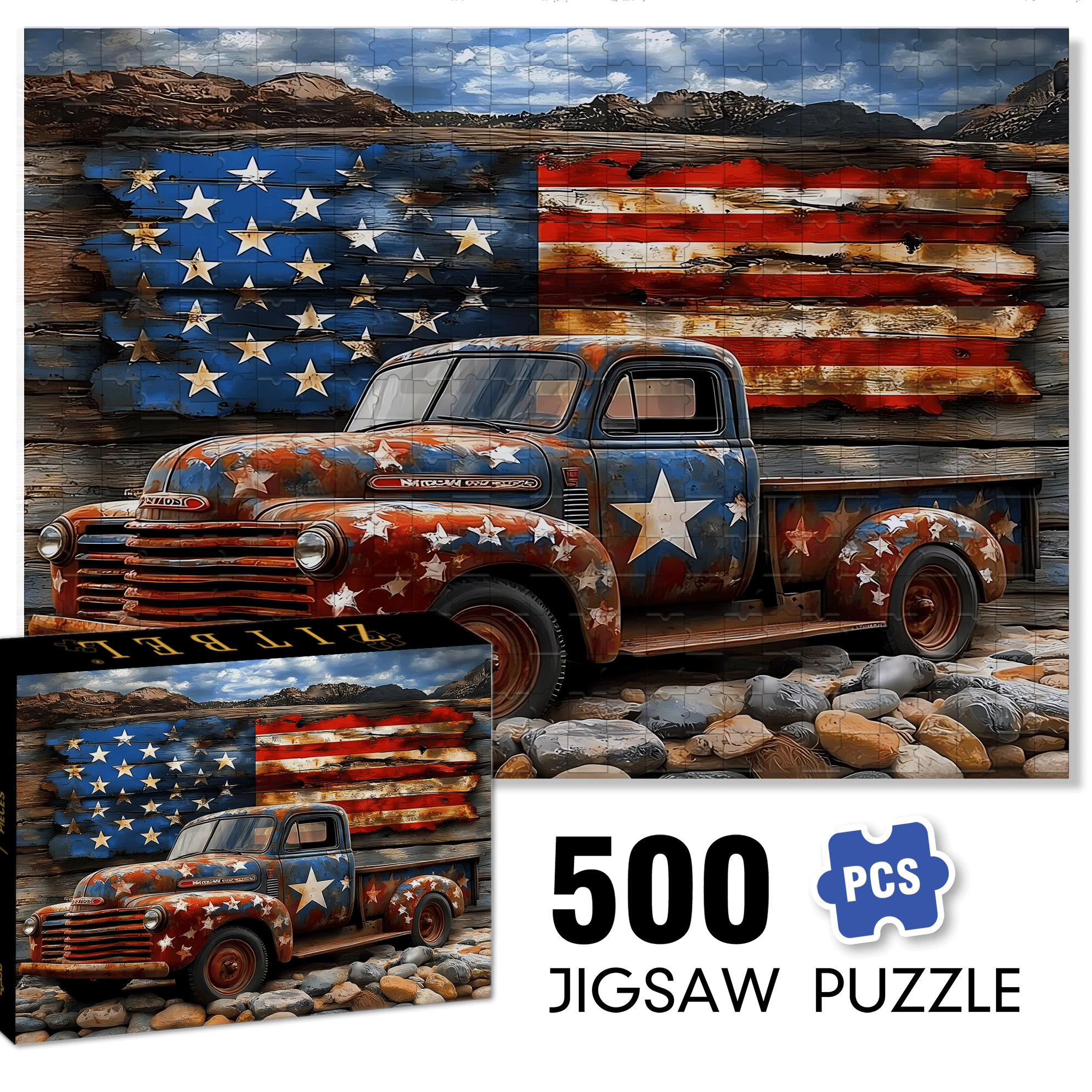 Classic Cars 500pcs/1000pcs Jigsaw Puzzle, Scratch-Resistant, Interactive Family Game & Brain-Boosting DIY Decor, Perfect for Halloween, Christmas & New Year Gifts, Family Puzzle Game
