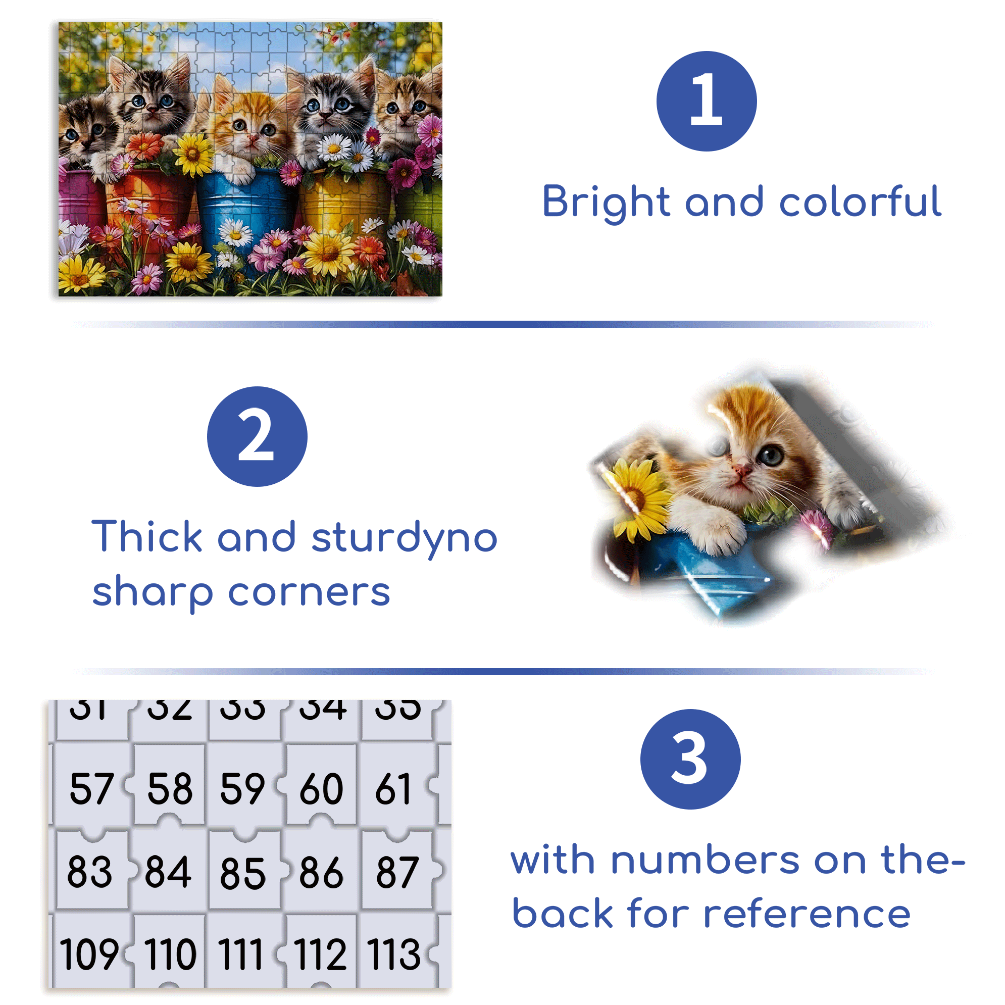 Cute Kitten & Flower Pot 500pcs/1000pcs Jigsaw Puzzle, Scratch-Resistant, Interactive Family Game & Brain-Boosting DIY Decor, Perfect for Halloween, Christmas & New Year Gifts, Family Puzzle Game
